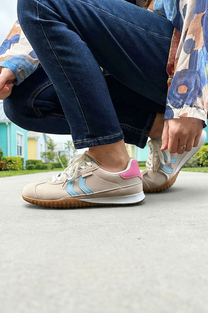 Beige Vintage Stripe Sport Sneaker