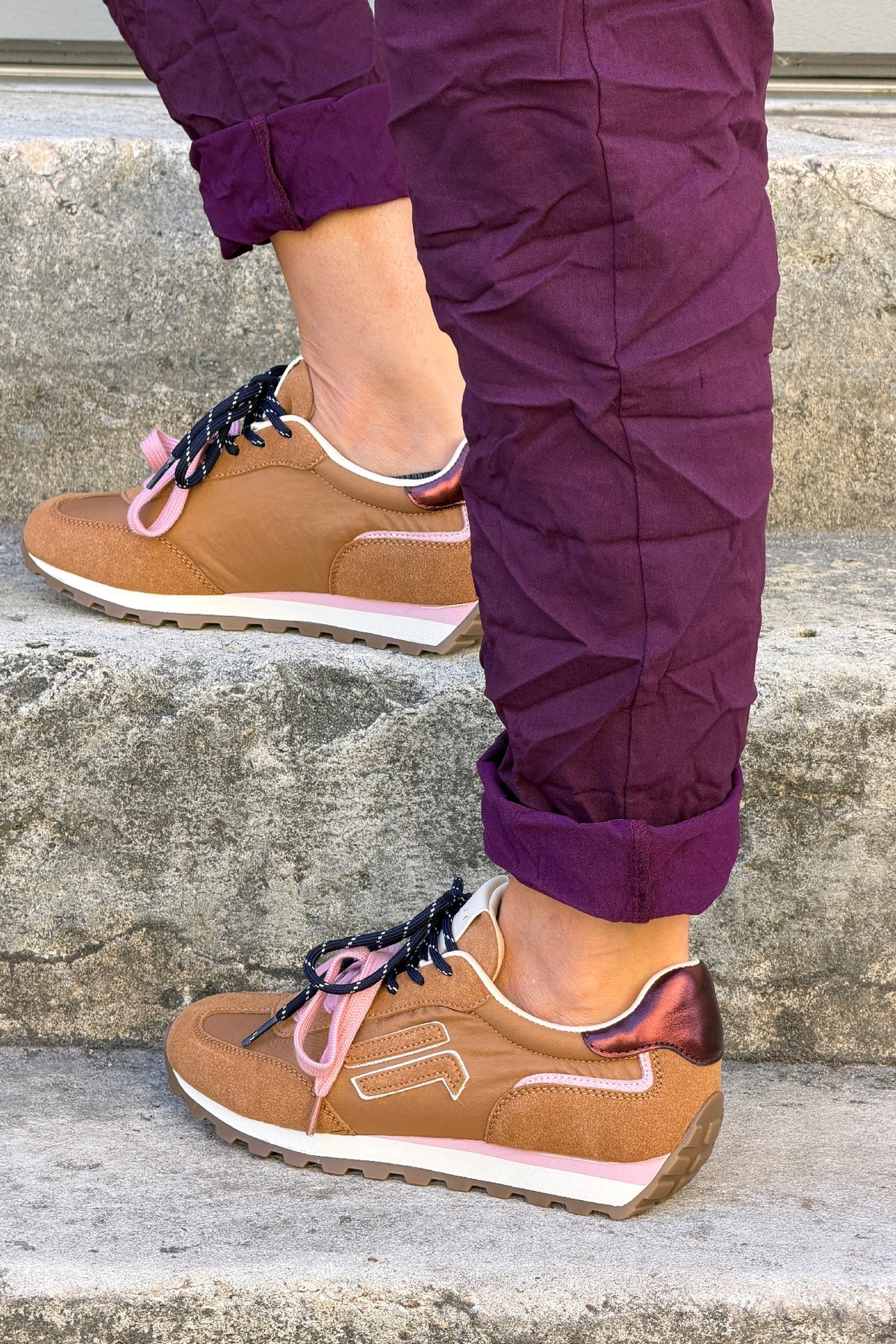 Camel Suedette Double Laced Sneakers