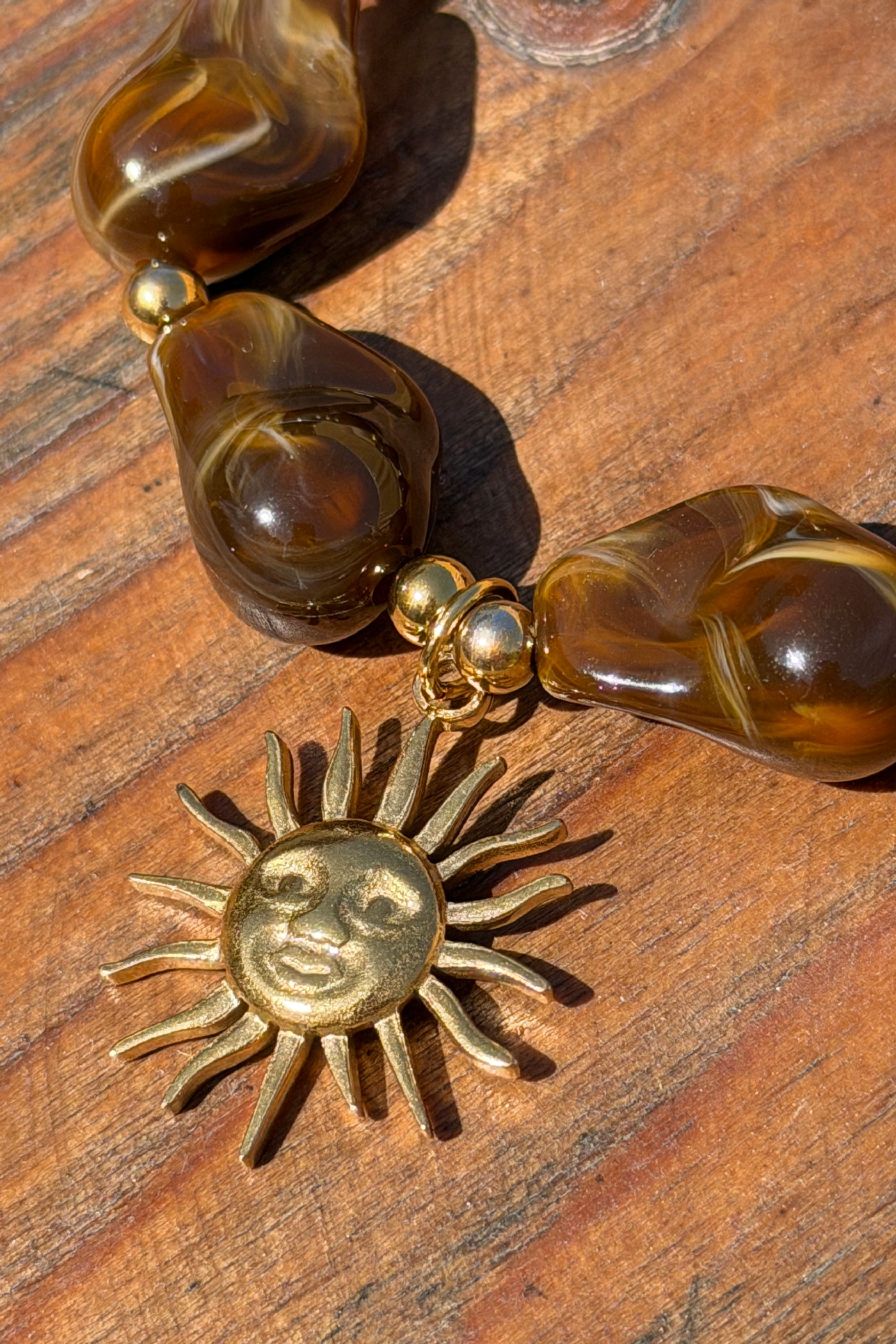 Golden Sun and Stones Charm Bracelet