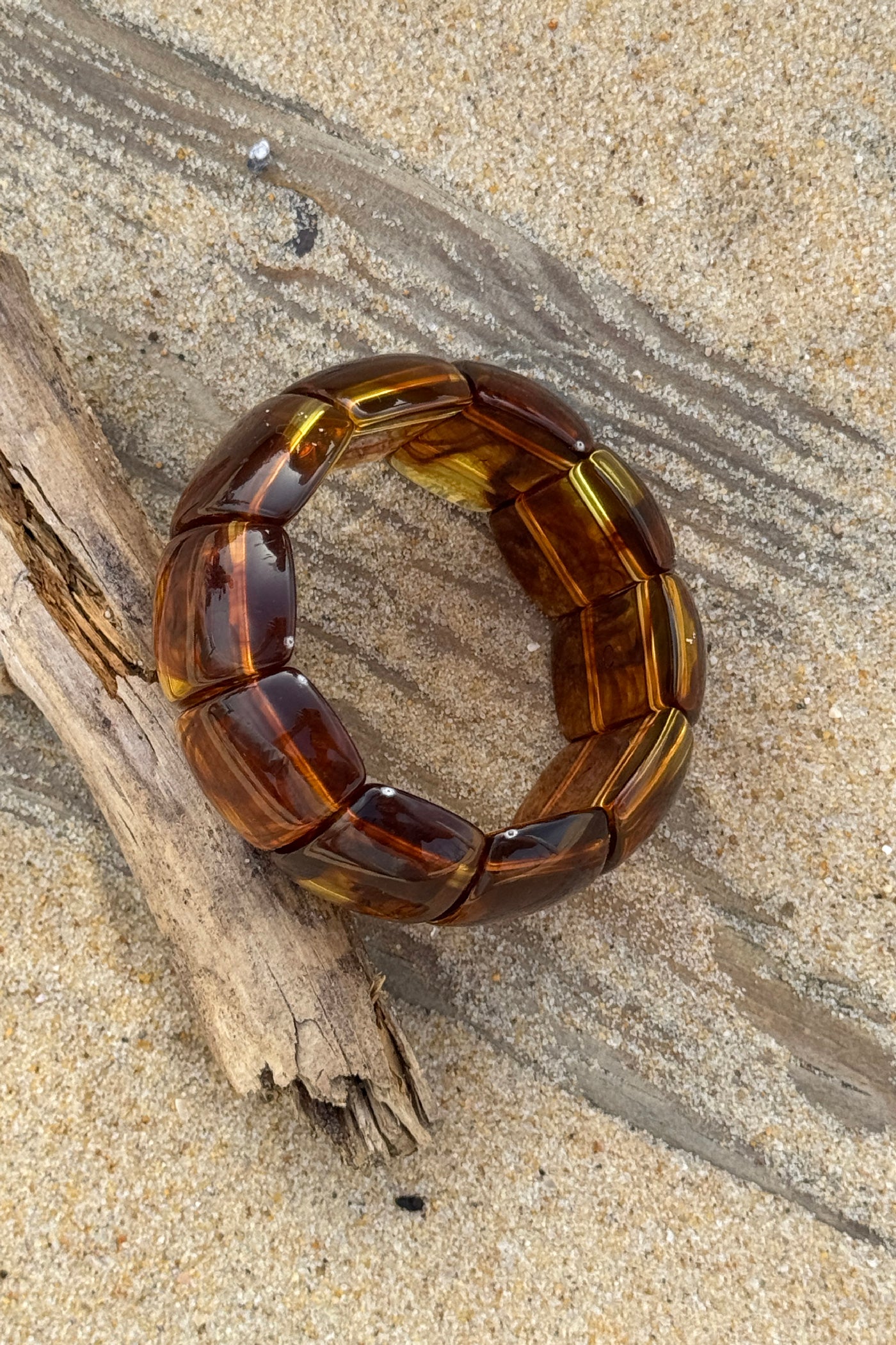 Amber Faux Bead Stretch Statement Bracelet