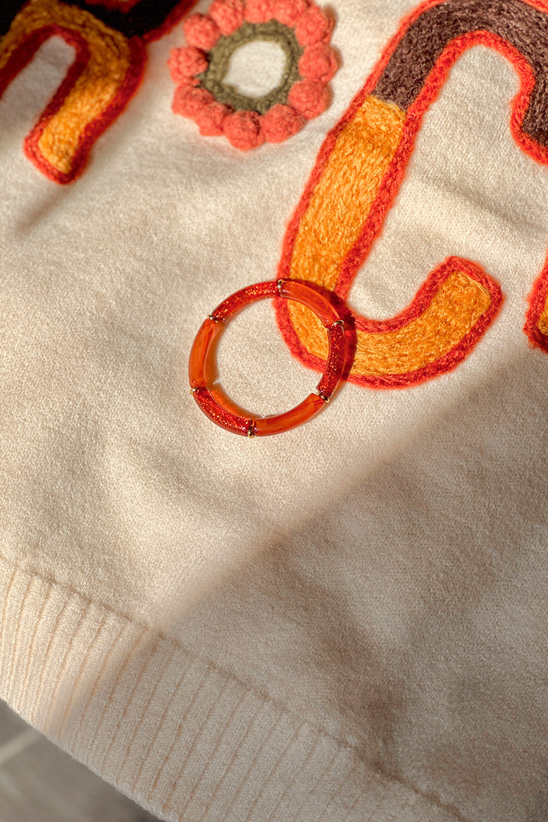 Terracotta Glitter Marbled Tube Bead Bangle