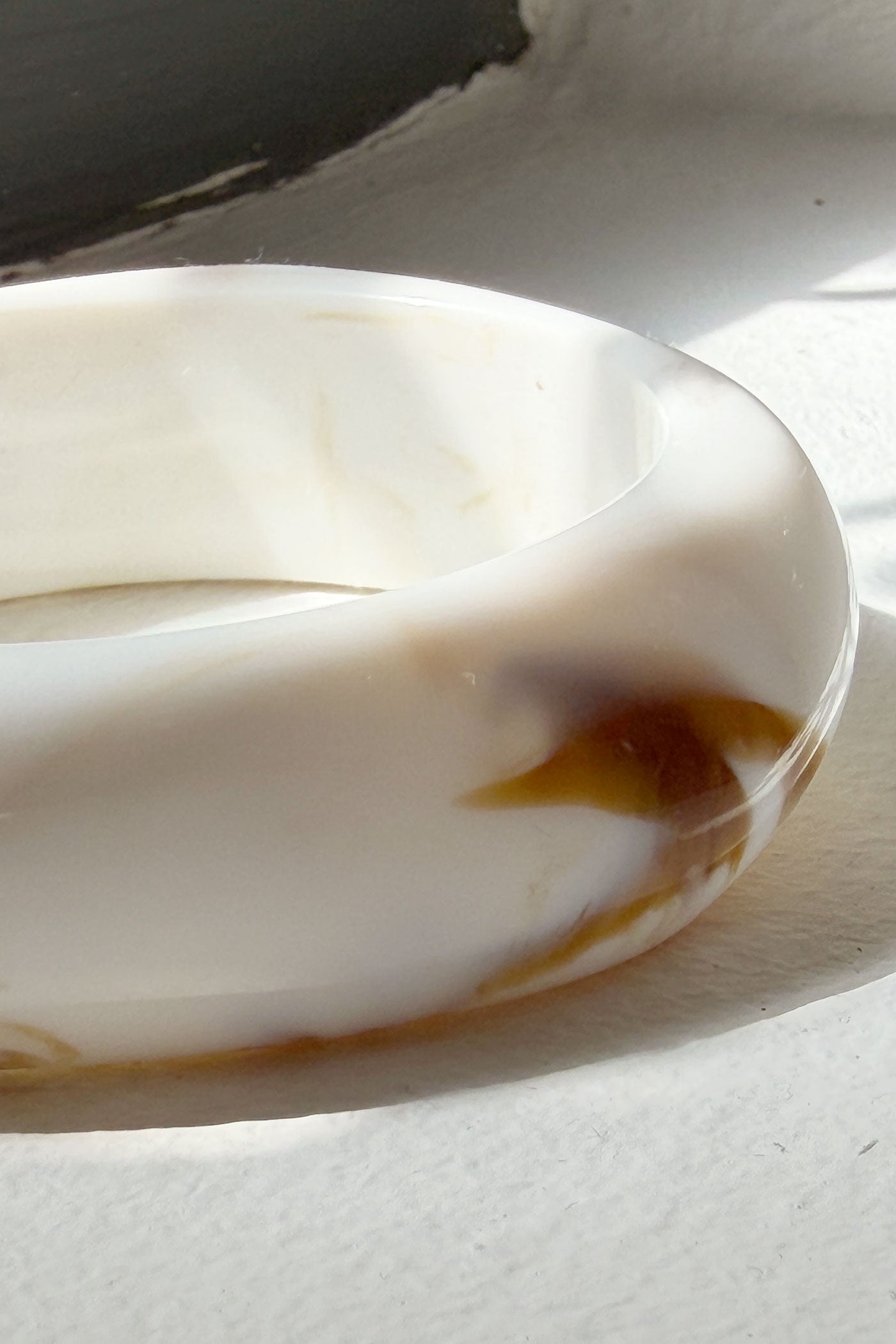 White Marble Geo Chunky Lucite Bangle