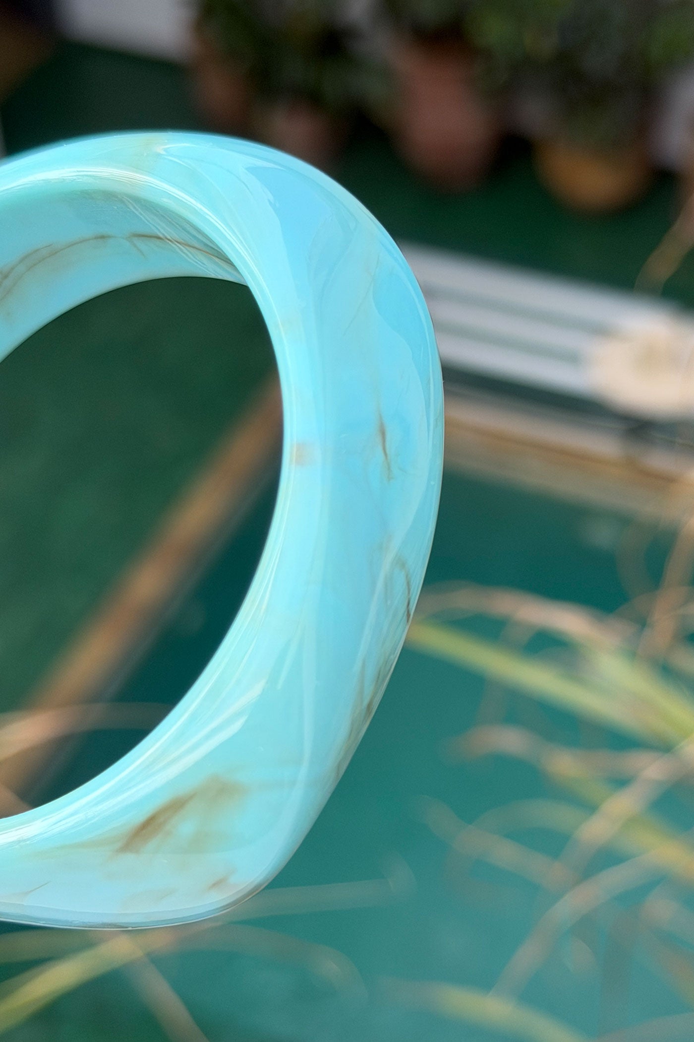 Turquoise Marble Geo Chunky Lucite Bangle