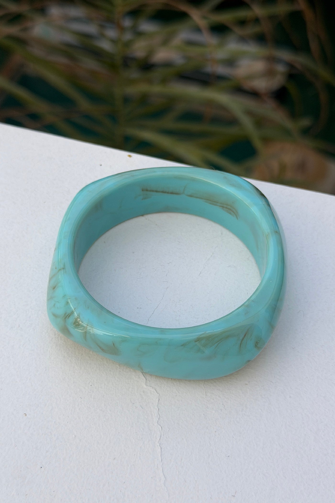 Turquoise Marble Geo Chunky Lucite Bangle