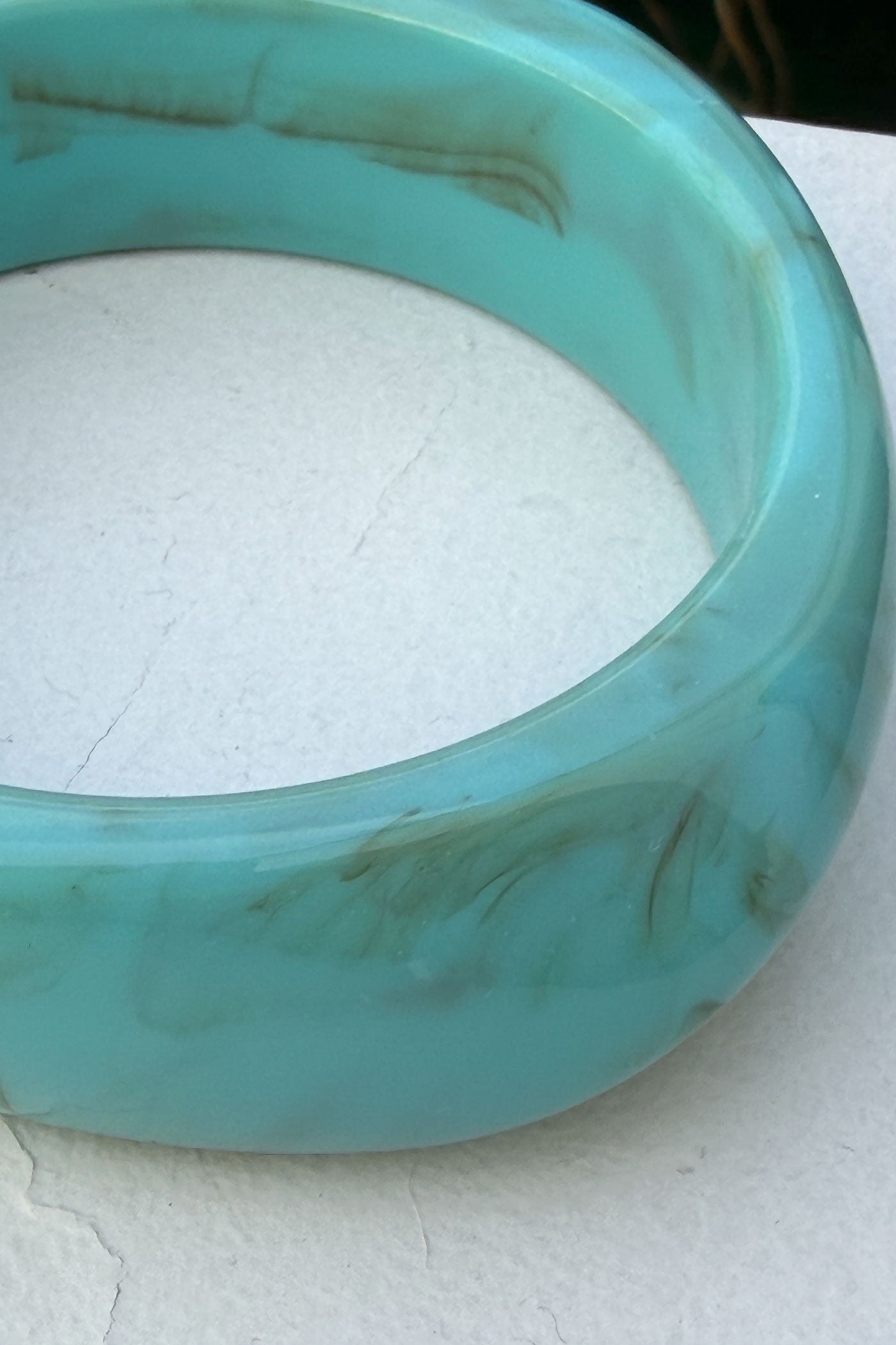 Turquoise Marble Geo Chunky Lucite Bangle