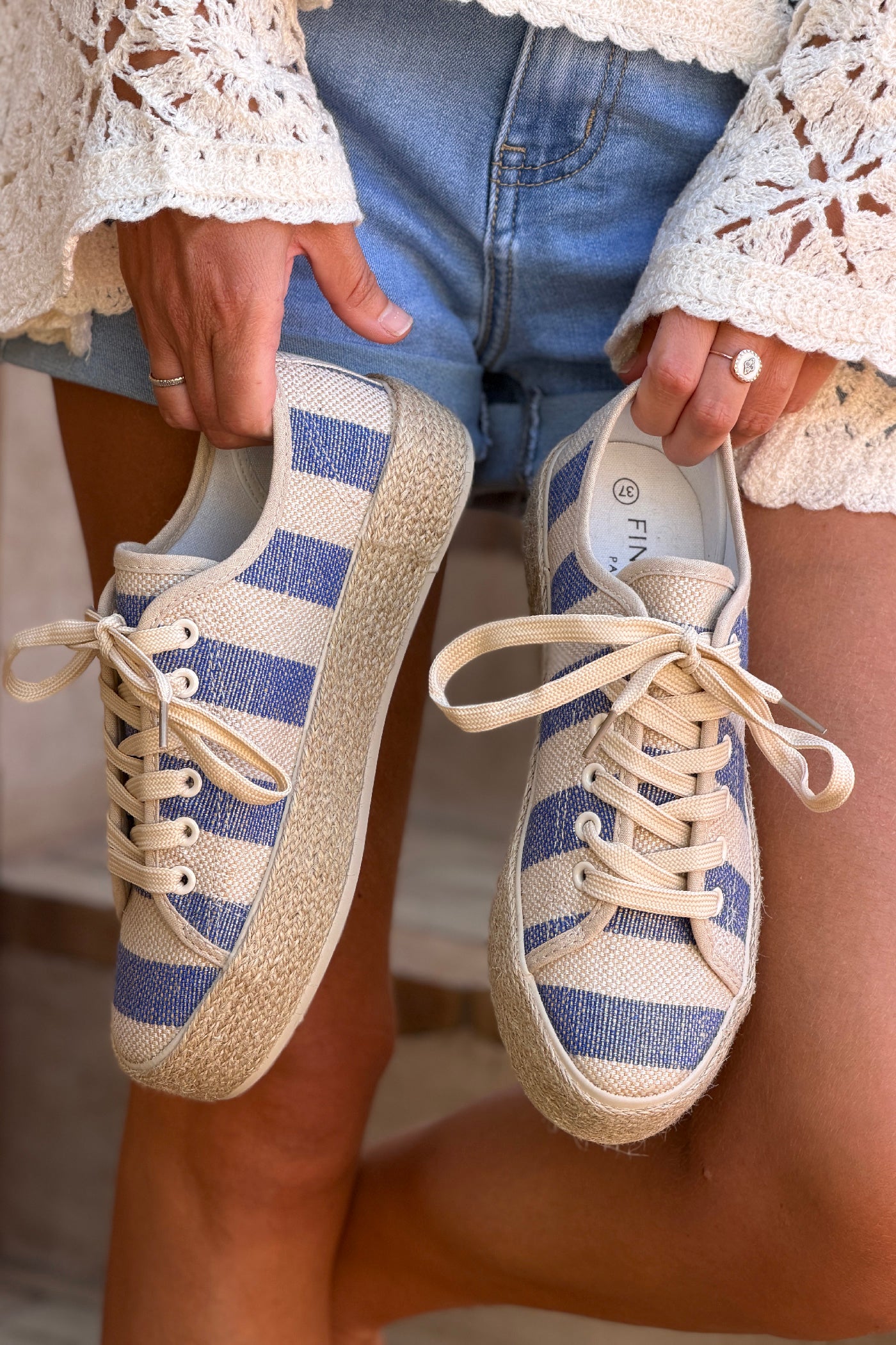 Blue Stripe Canvas Espadrille Sneakers