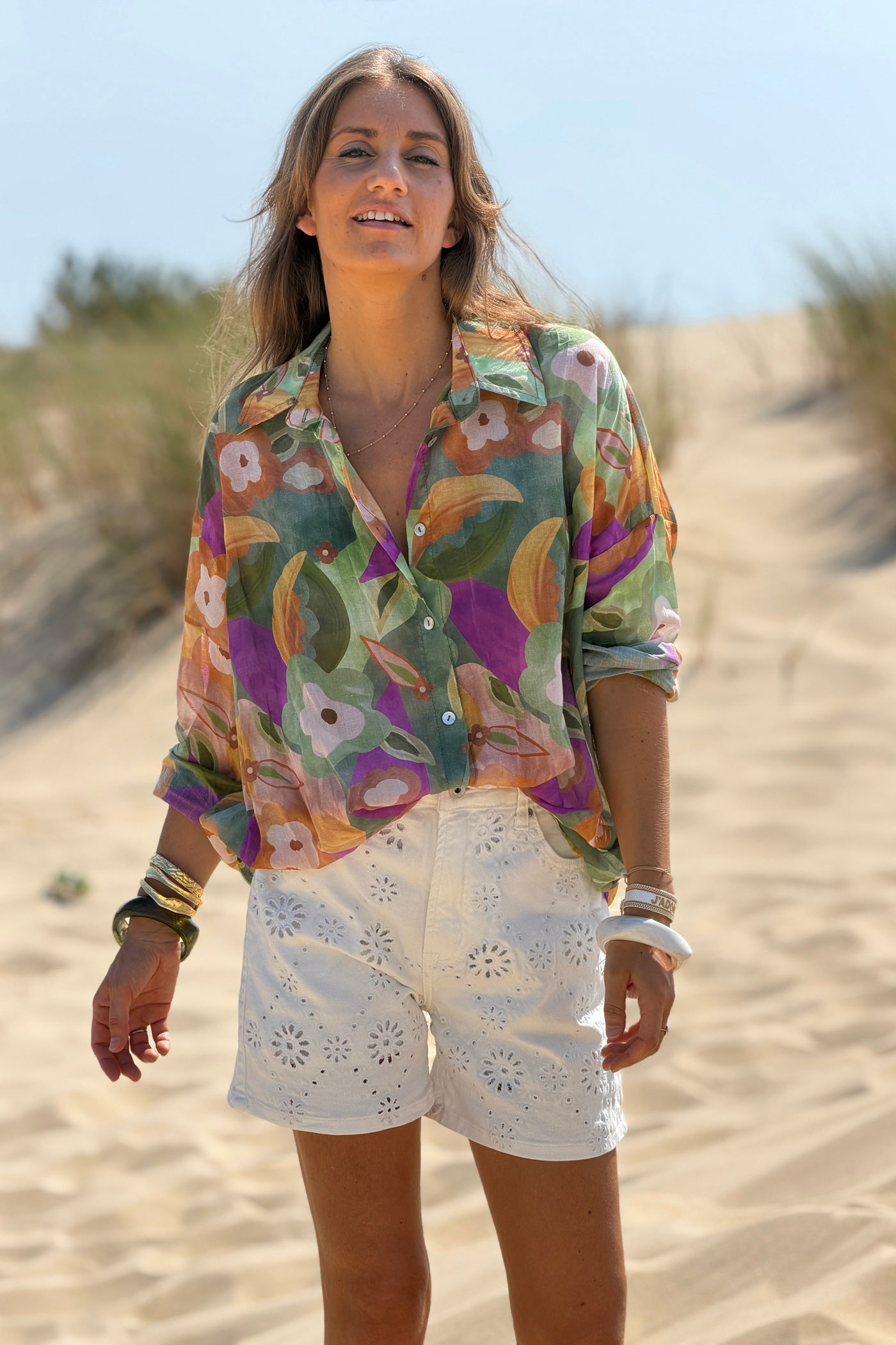 Olive Floral Floral Garden Tie-Waist Blouse