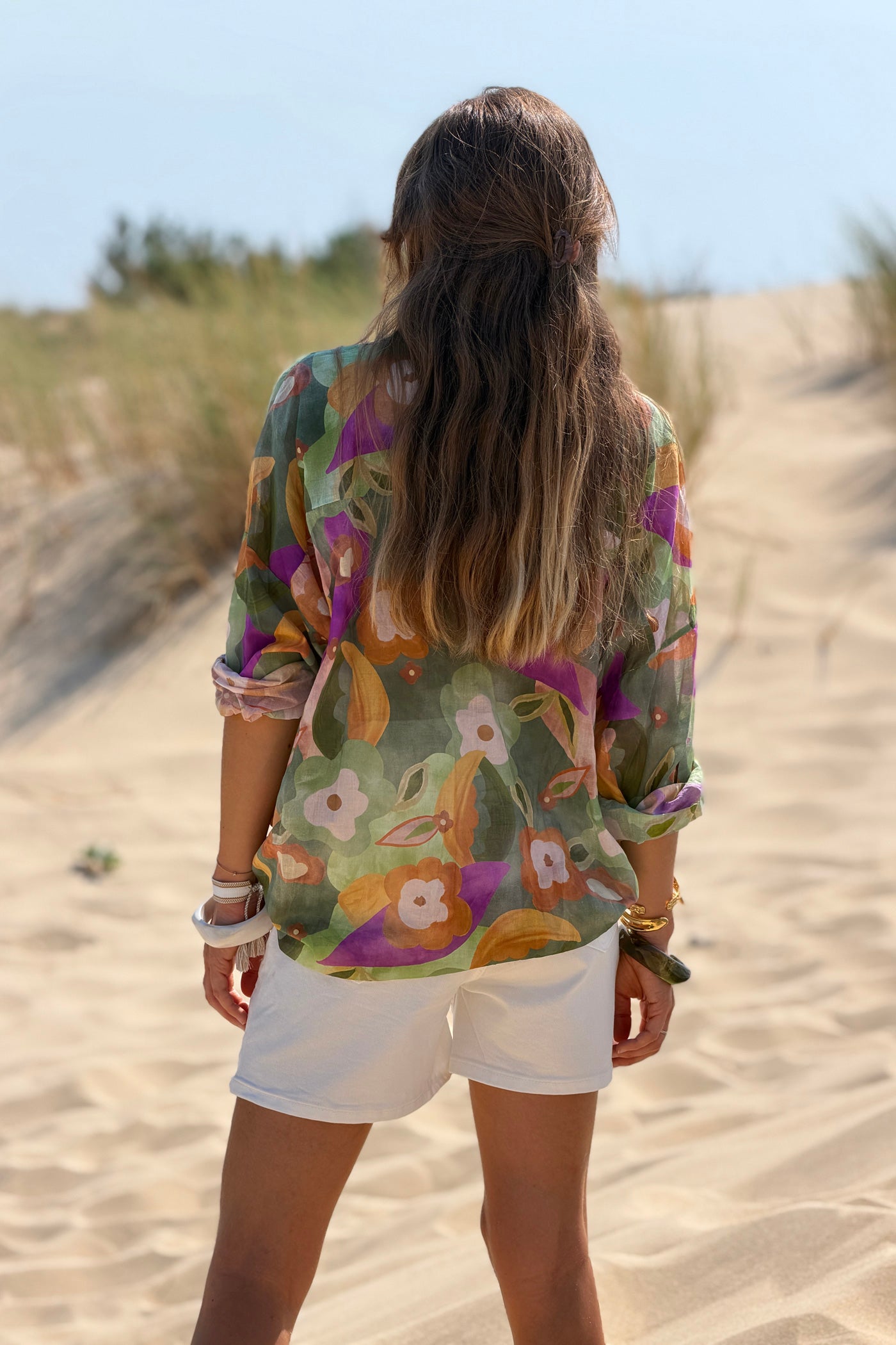 Olive Floral Floral Garden Tie-Waist Blouse