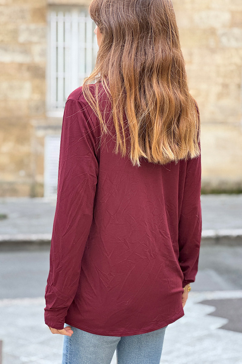 Chemise polo aubergine confort et stretch