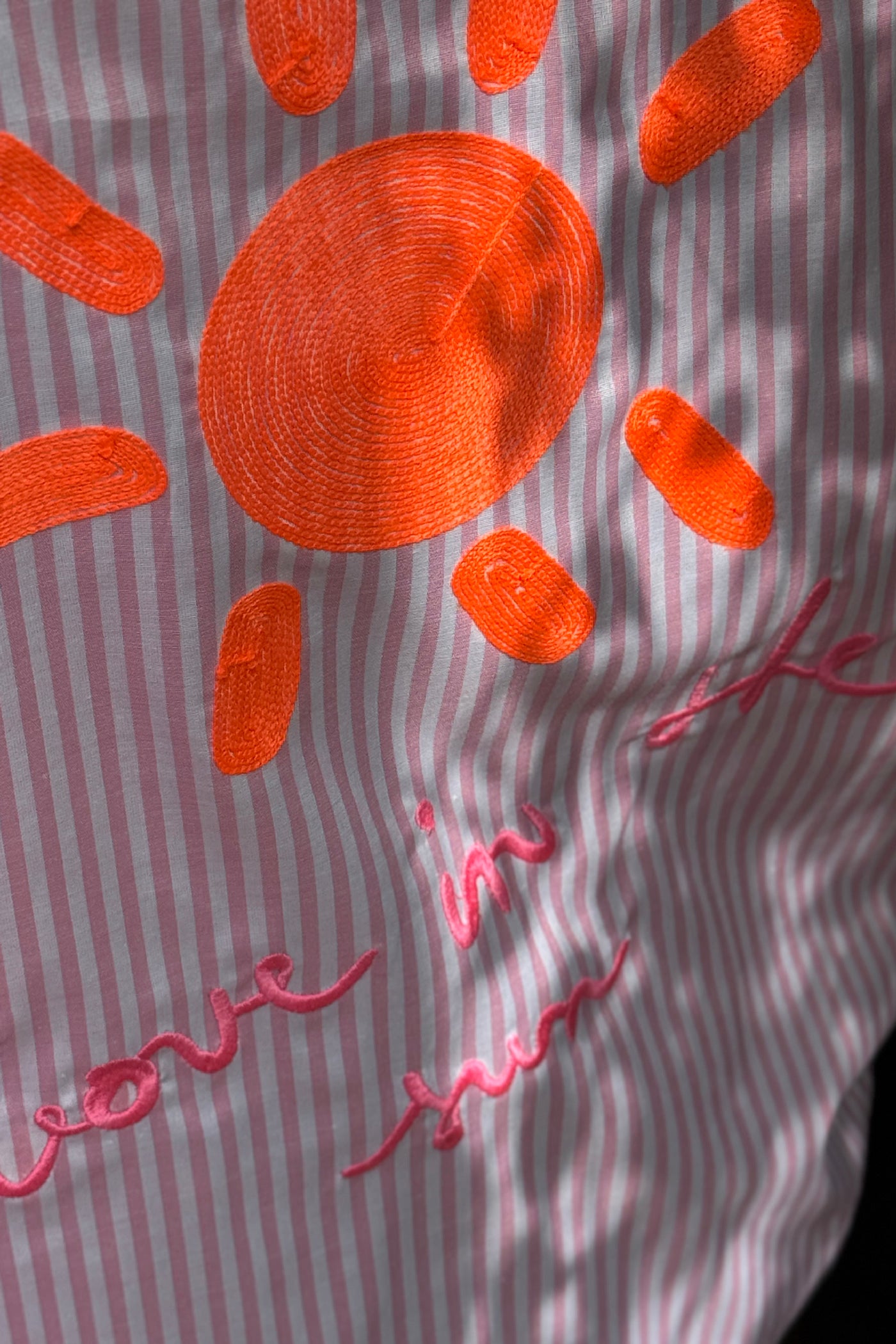 Light Pink Pinstripe “Love in the Sun” Button-Down Blouse