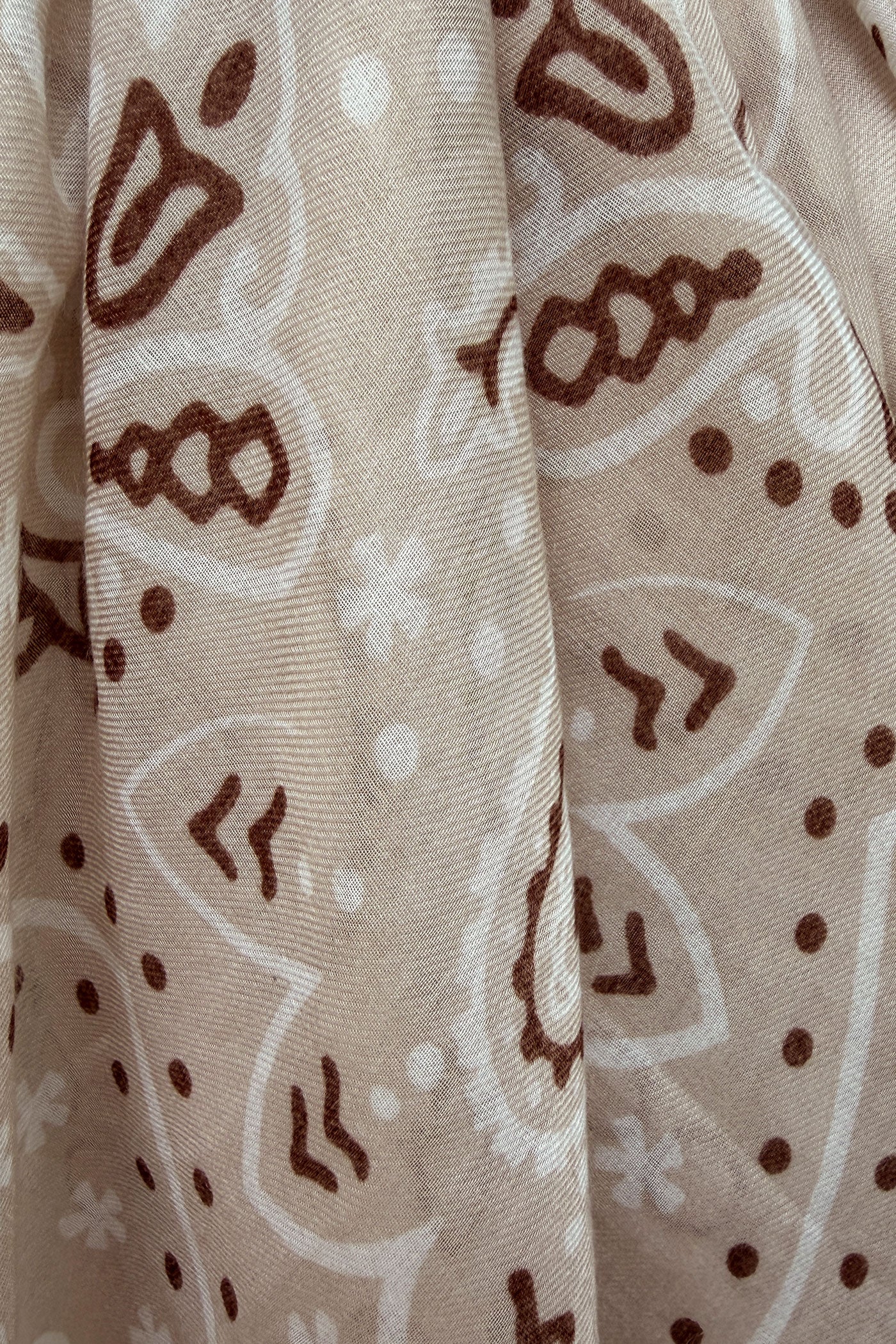 Écharpe foulard beige imprimé Bandana tout doux