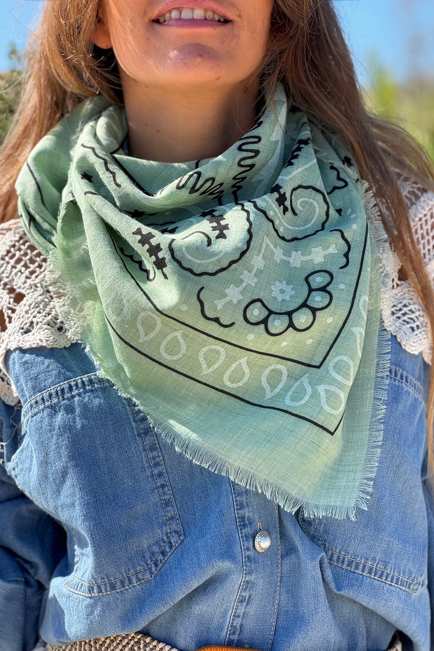 Sage Paisley Classic Bandana