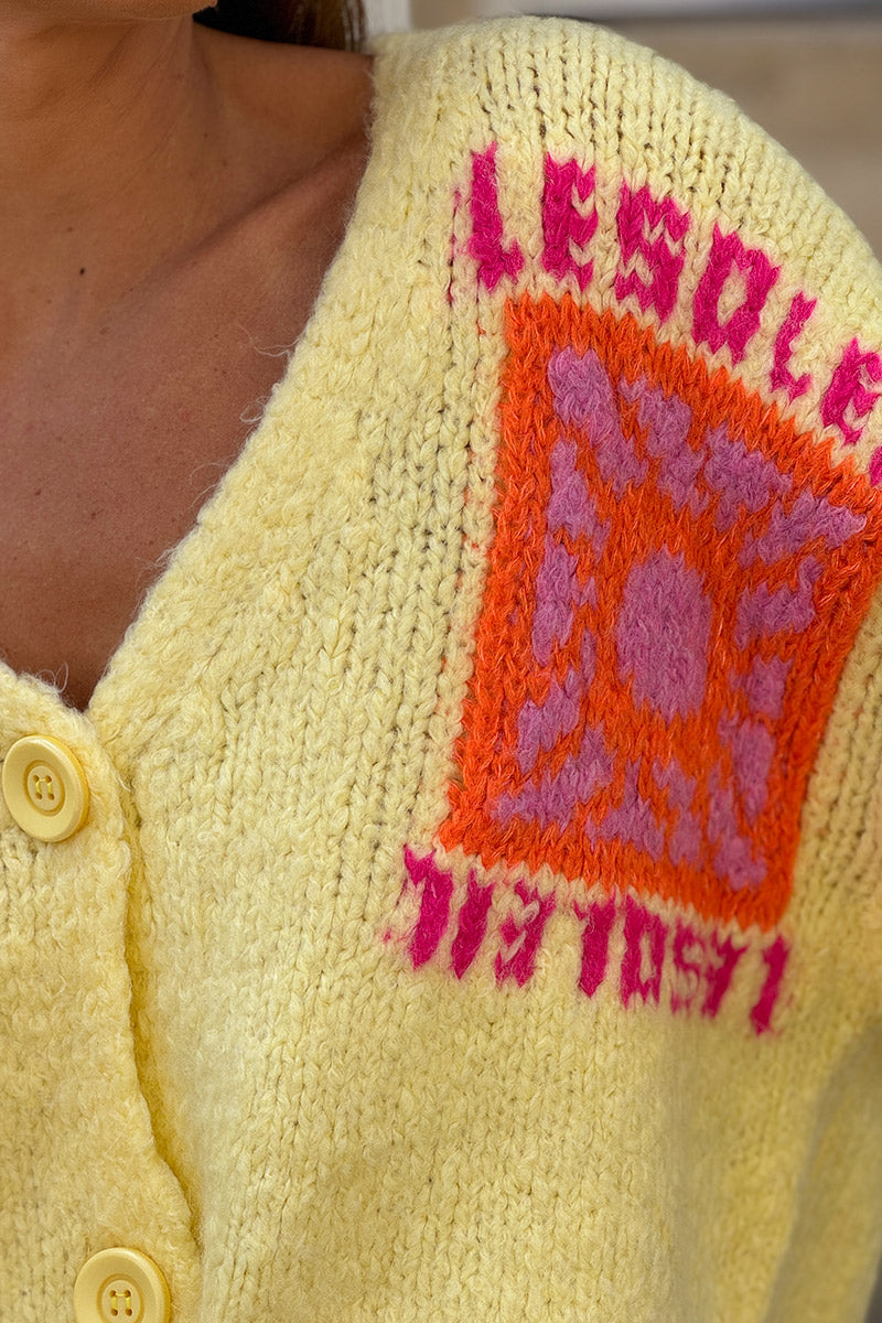Butter yellow Knit “Le Soleil” Cardigan Sweater