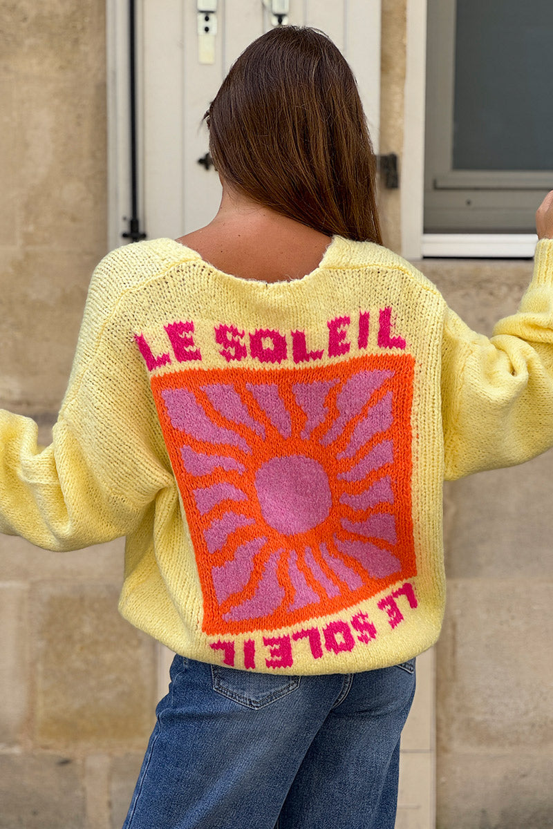 Butter yellow Knit “Le Soleil” Cardigan Sweater