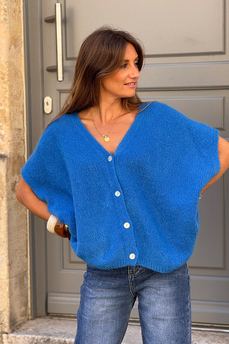 Royal blue Mohair Blend Knit Vest