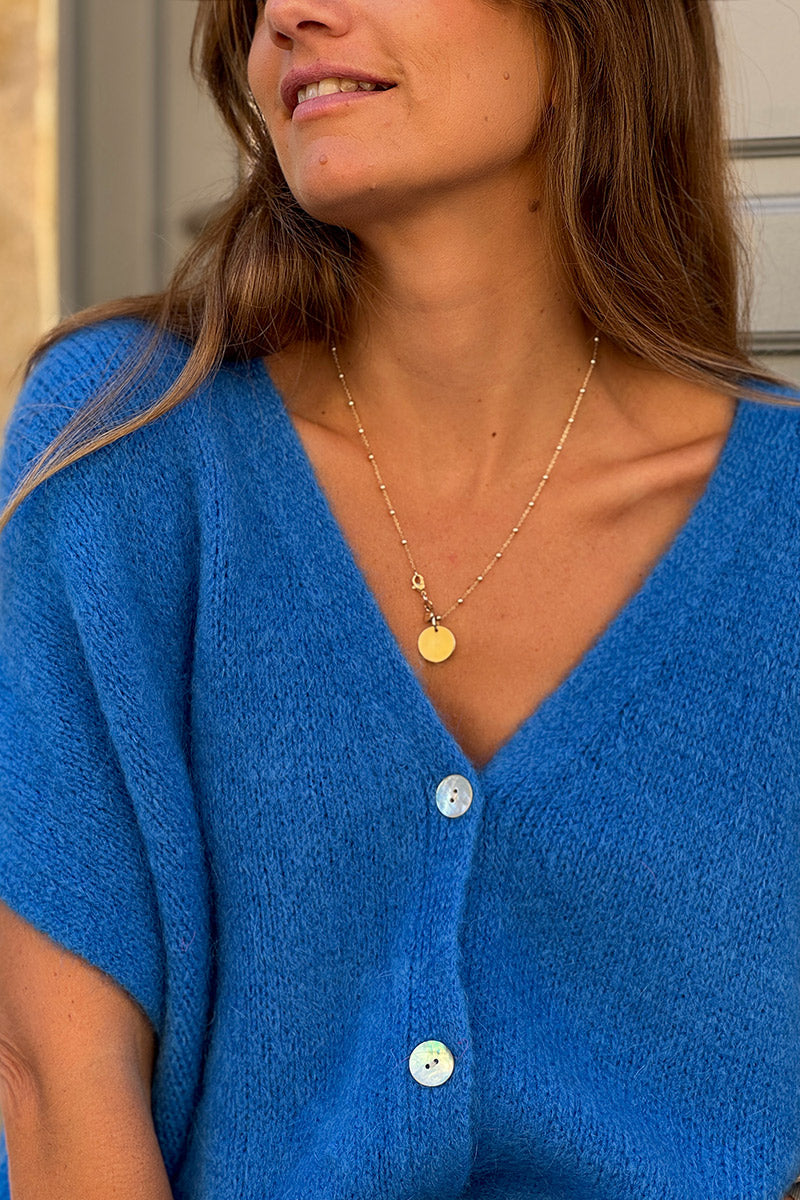 Royal blue Mohair Blend Knit Vest