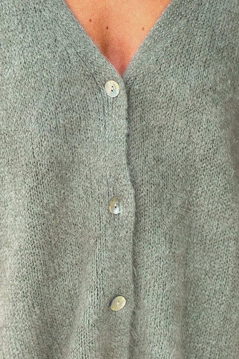 Olive Mohair Blend Knit Vest