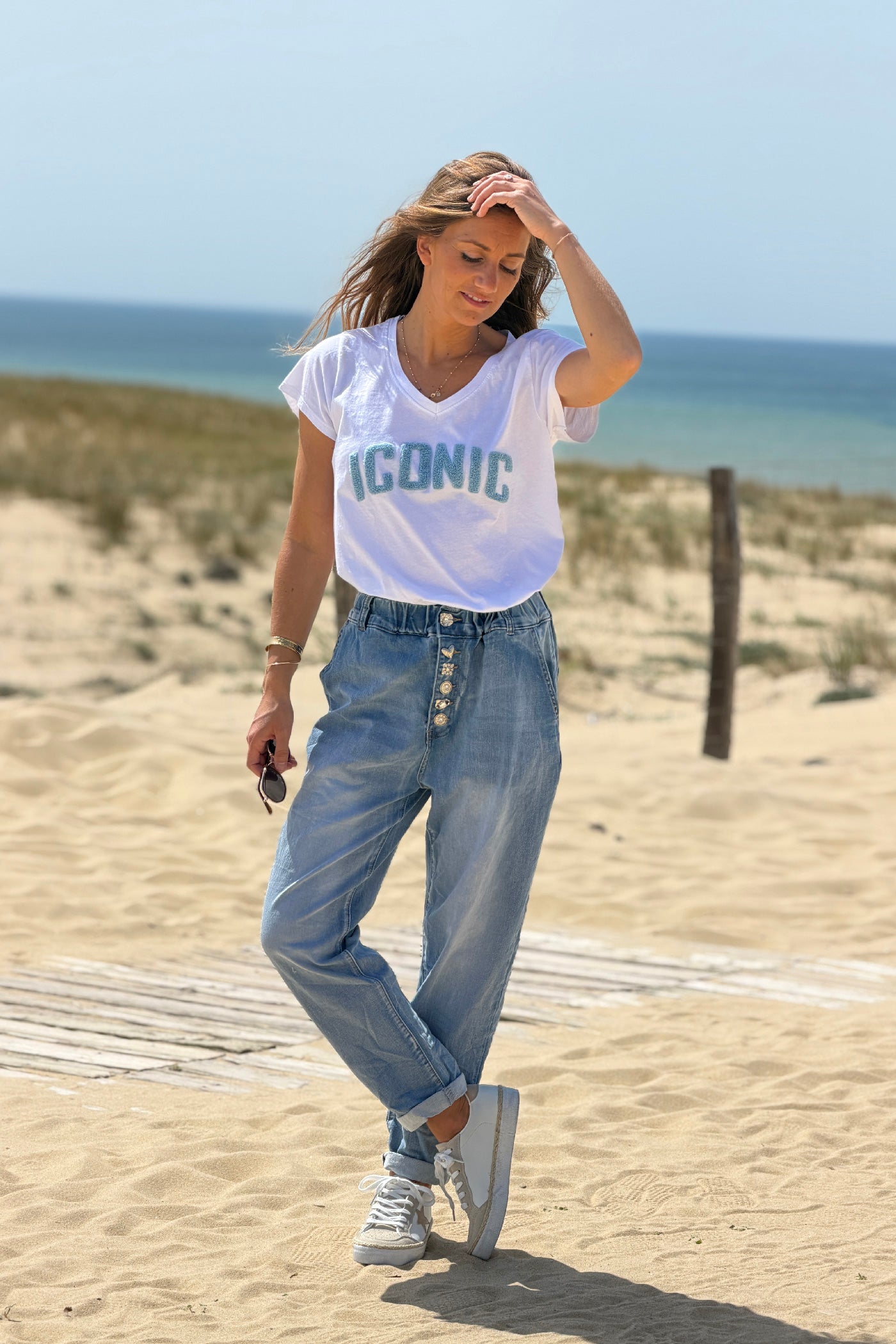 Chambray Deco Button Pull-On Vintage Jeans
