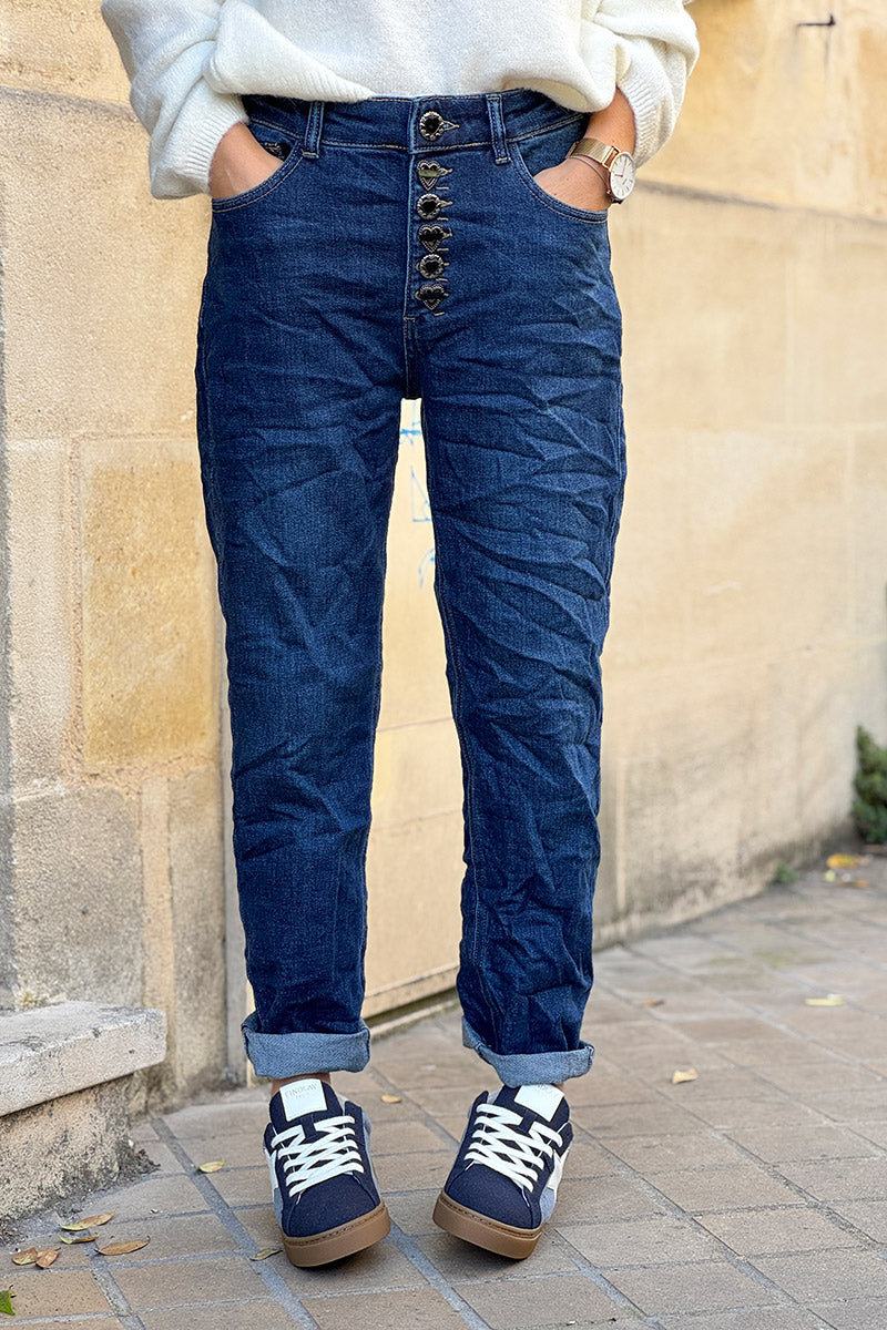 Dark Vintage Wash Antique Jewel Button-Fly Jeans
