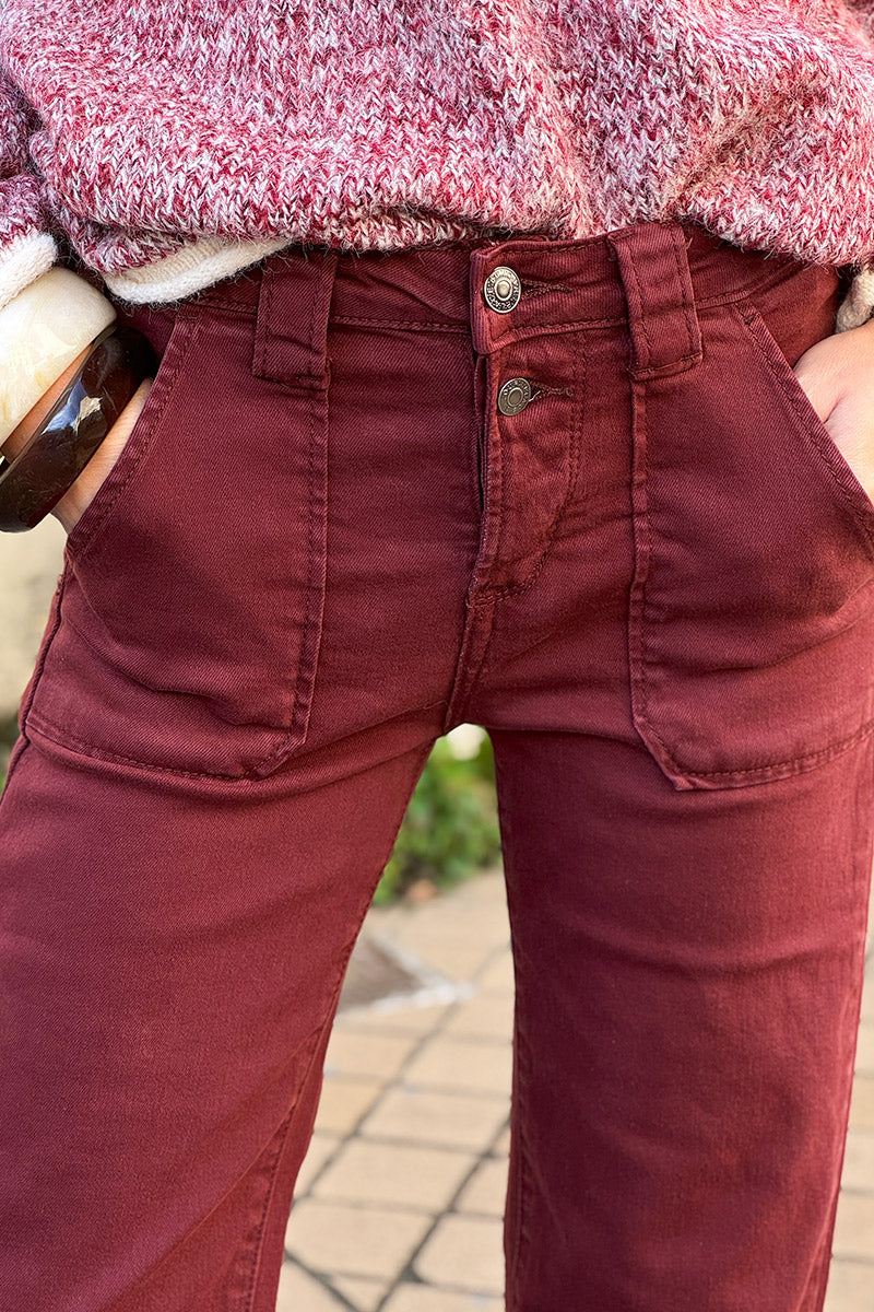 Burgundy Vintage Flared Jeans