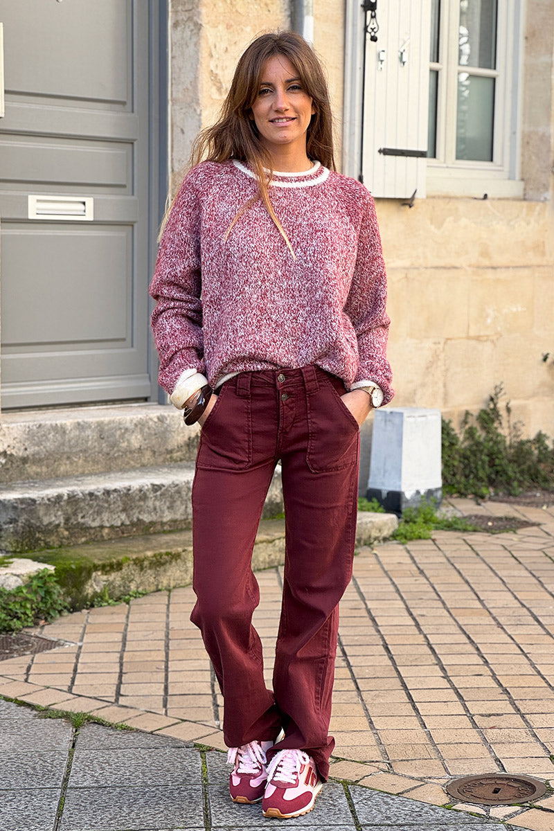 Burgundy Vintage Flared Jeans