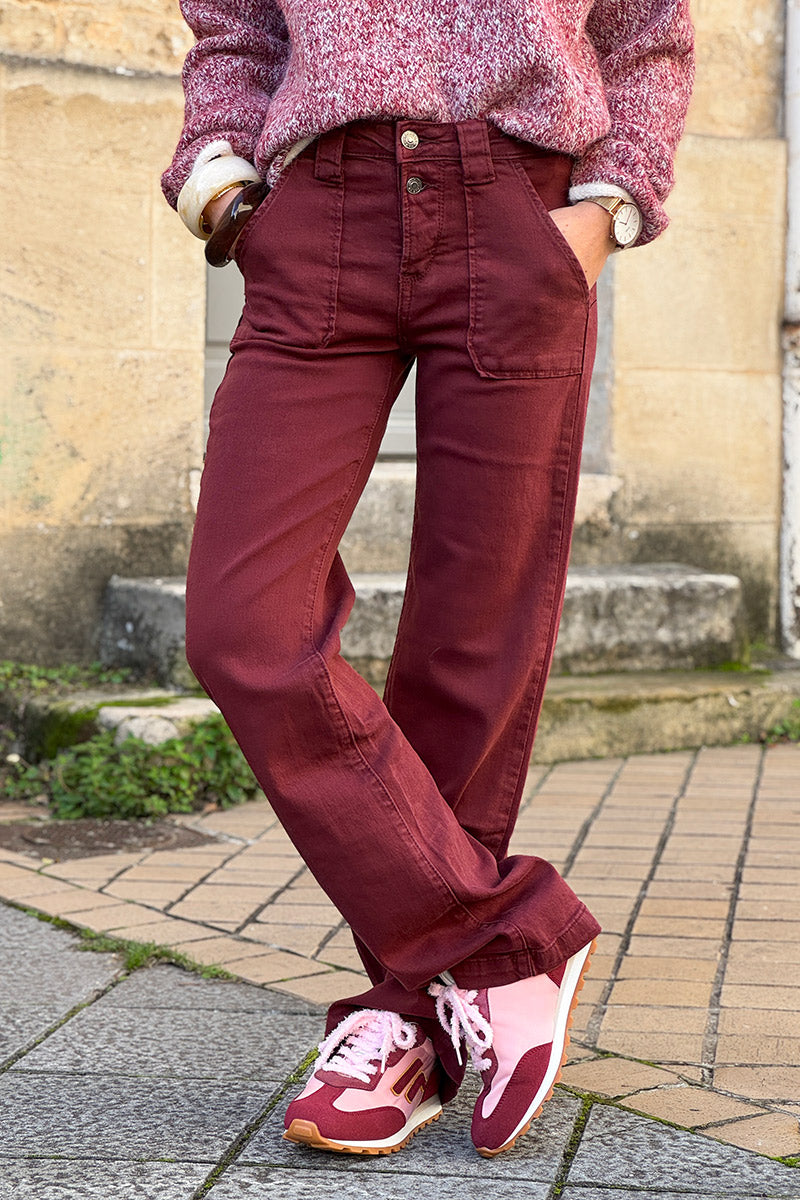 Burgundy Vintage Flared Jeans