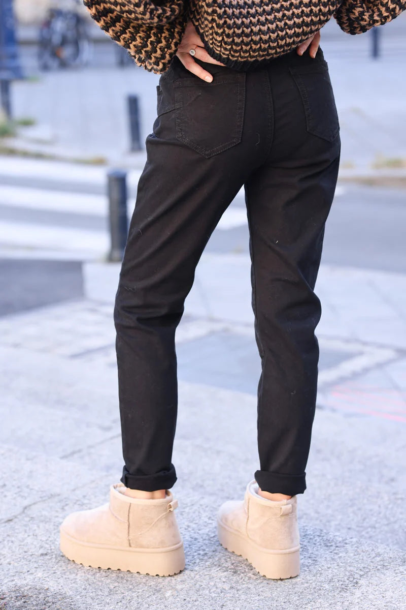 Black straight cut jeans with scarf belt