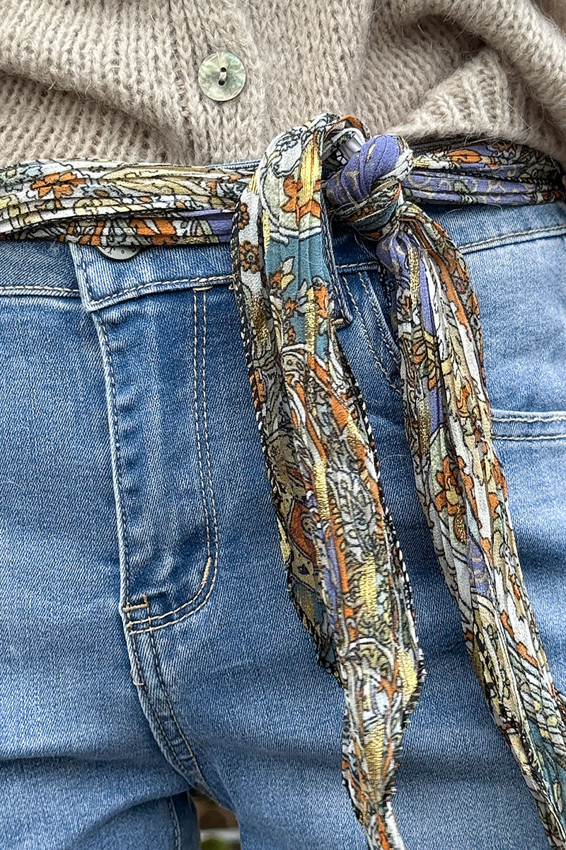 Medium Wash Sandblasted Skinny Jeans