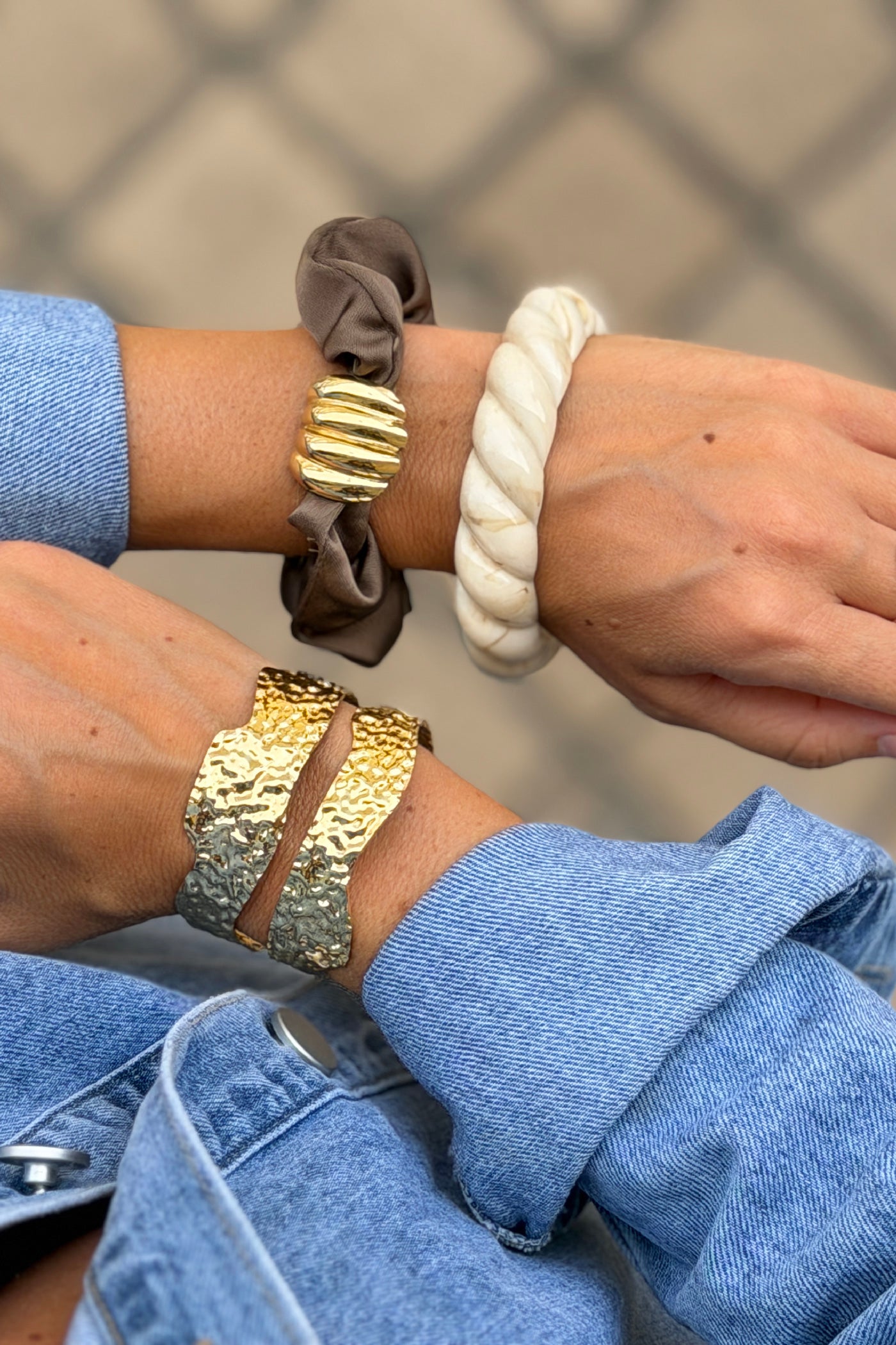 Cream Twisted Resin Bangle