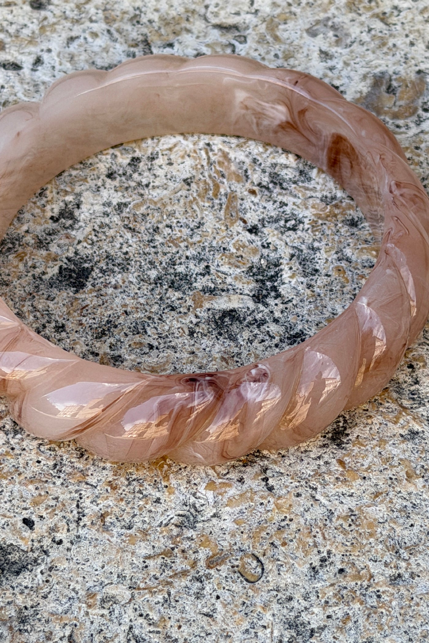 Pink Blush Twisted Resin Bangle