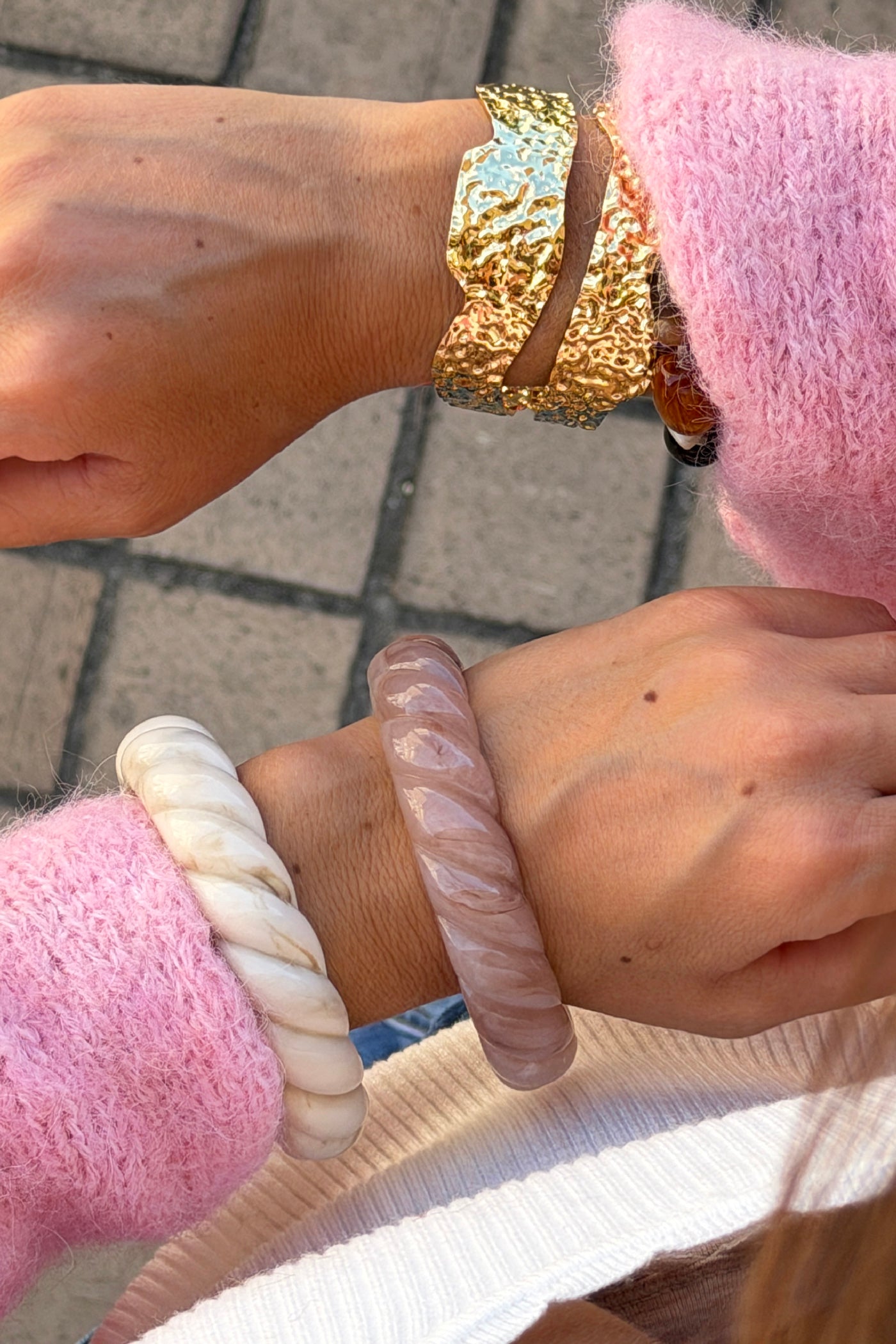 Pink Blush Twisted Resin Bangle