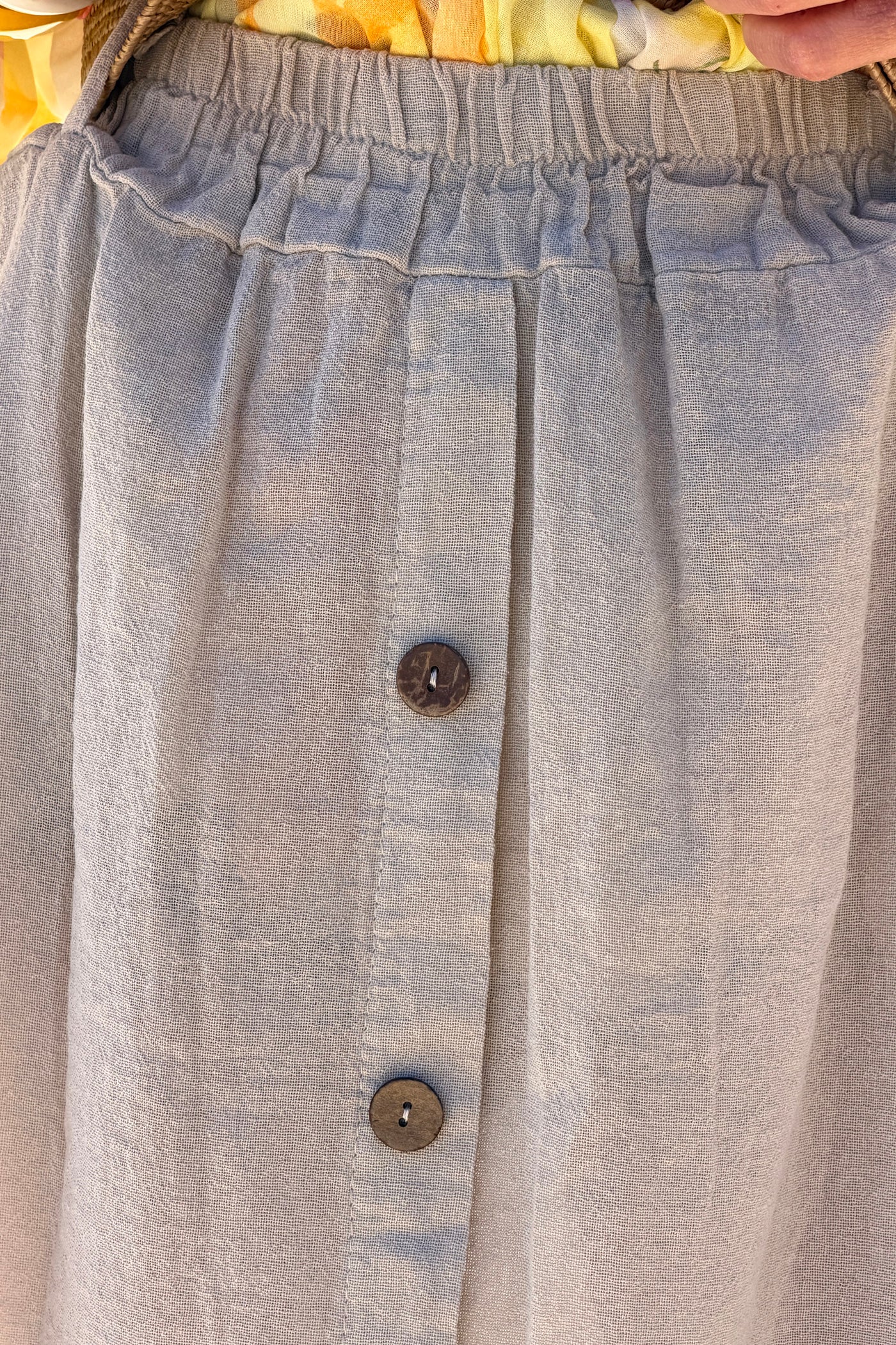 Beige Button-Front Woven Skirt