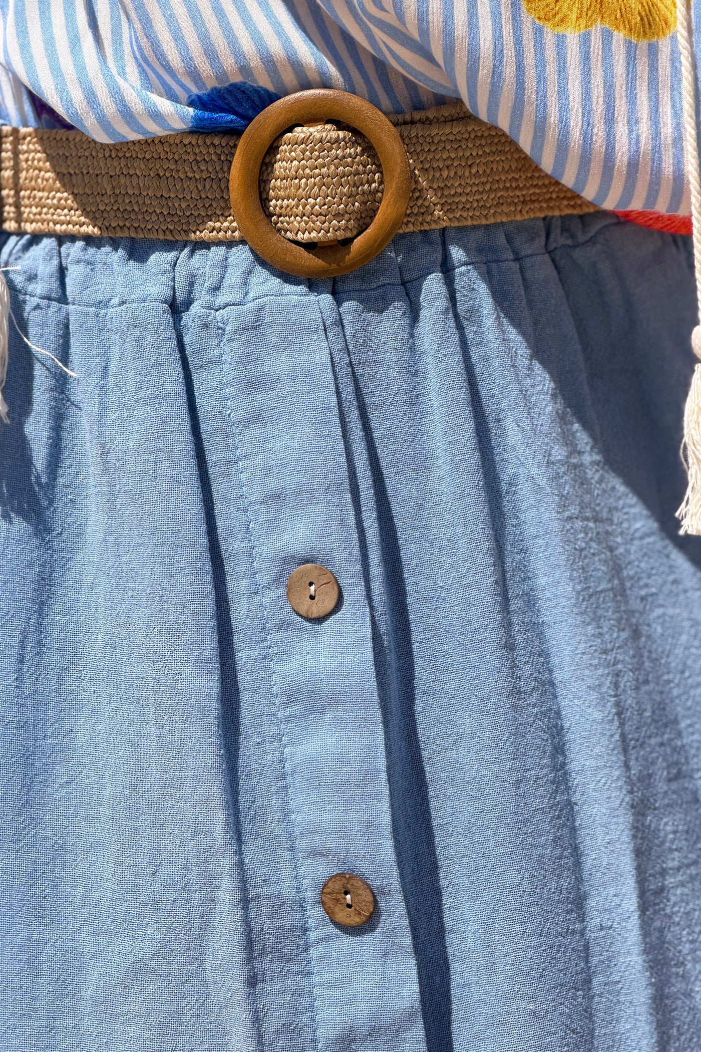 Chambray Button-Front Woven Skirt