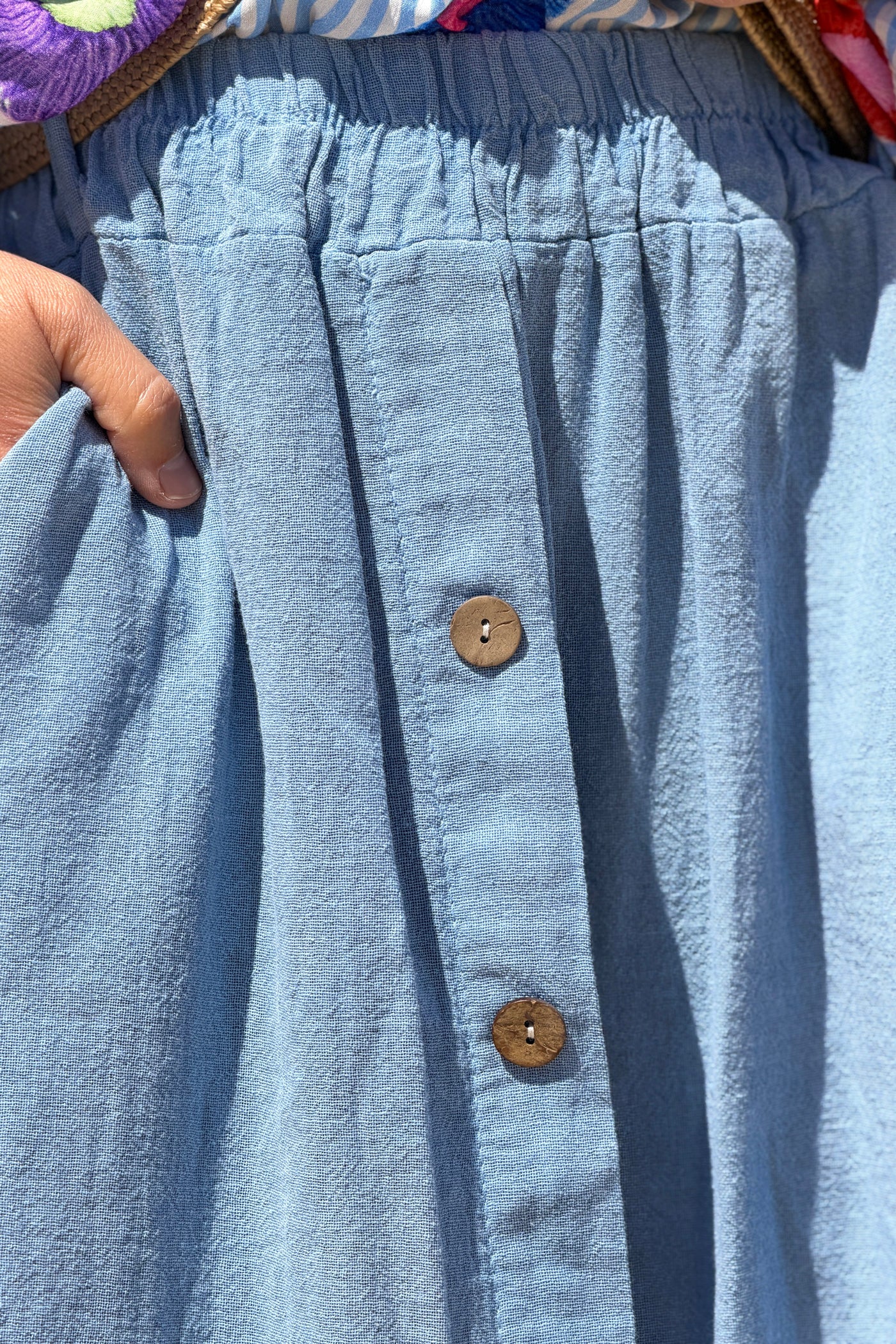 Chambray Button-Front Woven Skirt