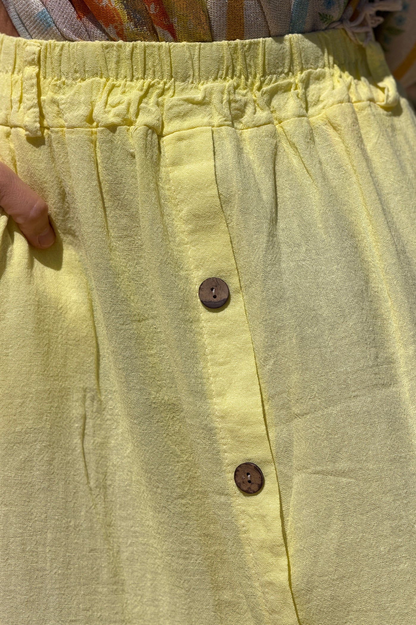 Yellow Button-Front Woven Skirt