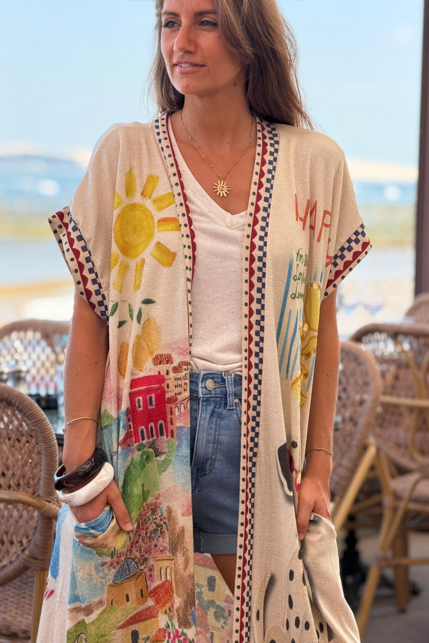 Burgundy Coastal Summer Dreams Glitter Knit Duster