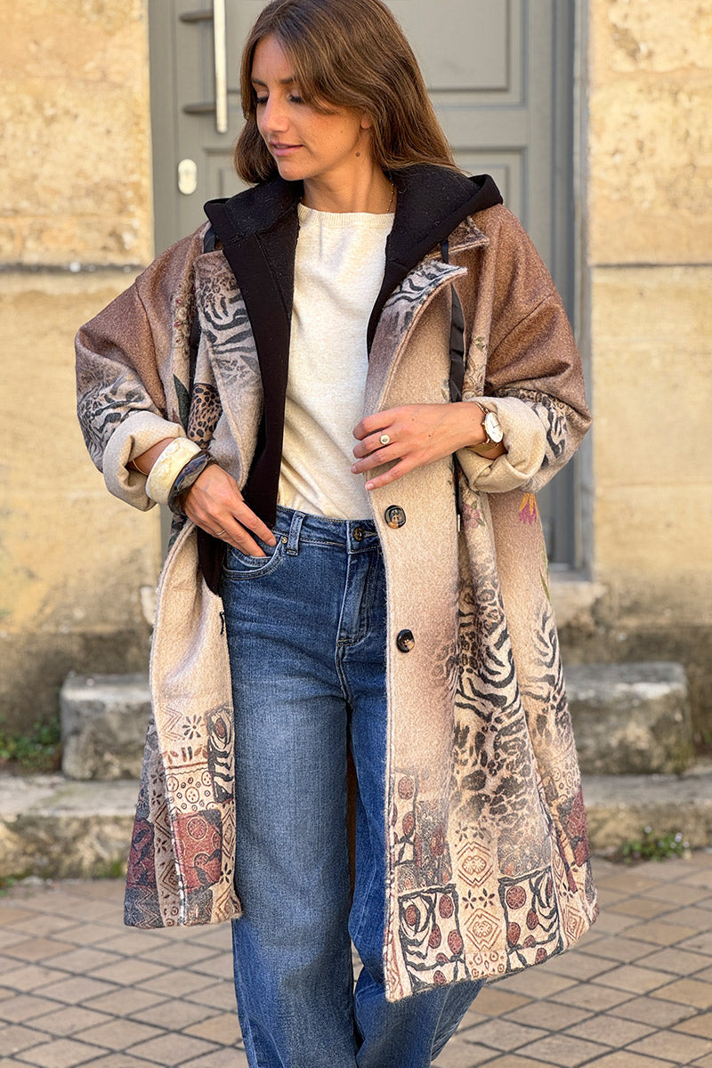 Taupe Mystic Jungle Hooded Duster