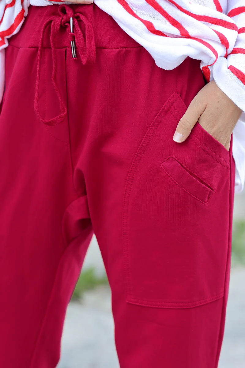 Pantalon de jogging urbain rouge à poches