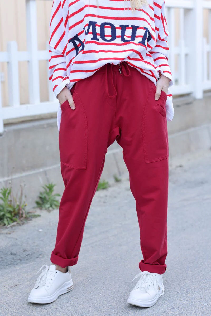 Pantalon de jogging urbain rouge à poches