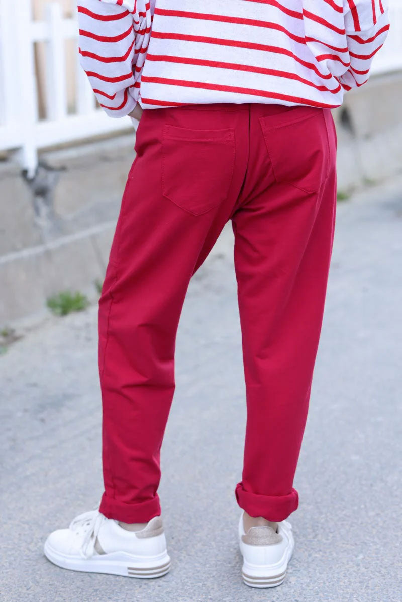 Pantalon de jogging urbain rouge à poches