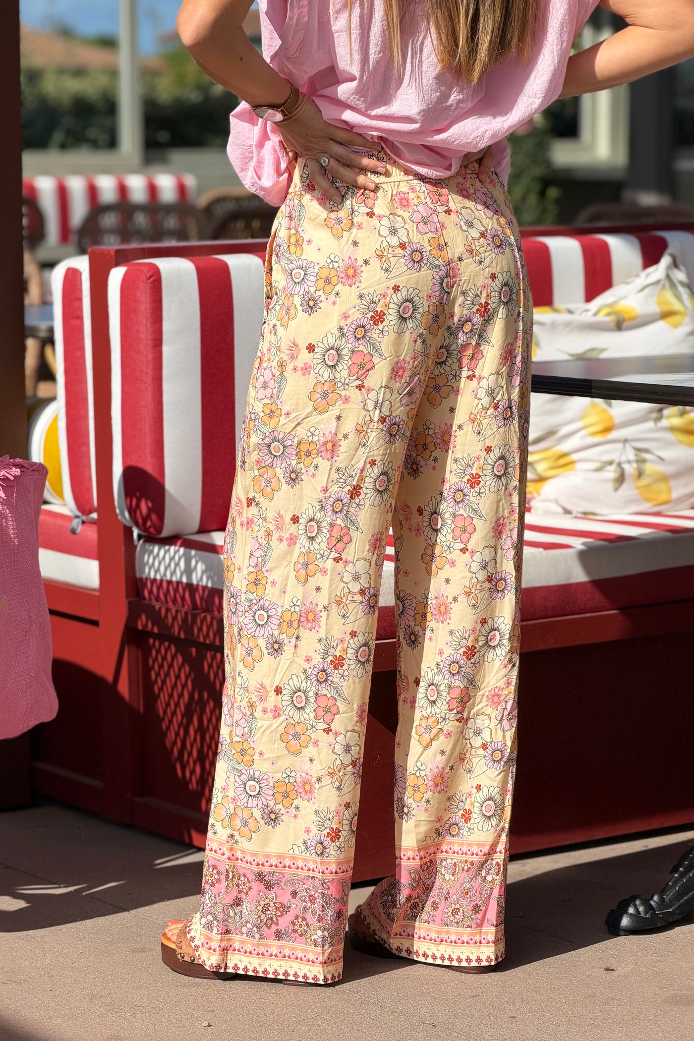Buttercream Vintage Floral Pull-On Pants