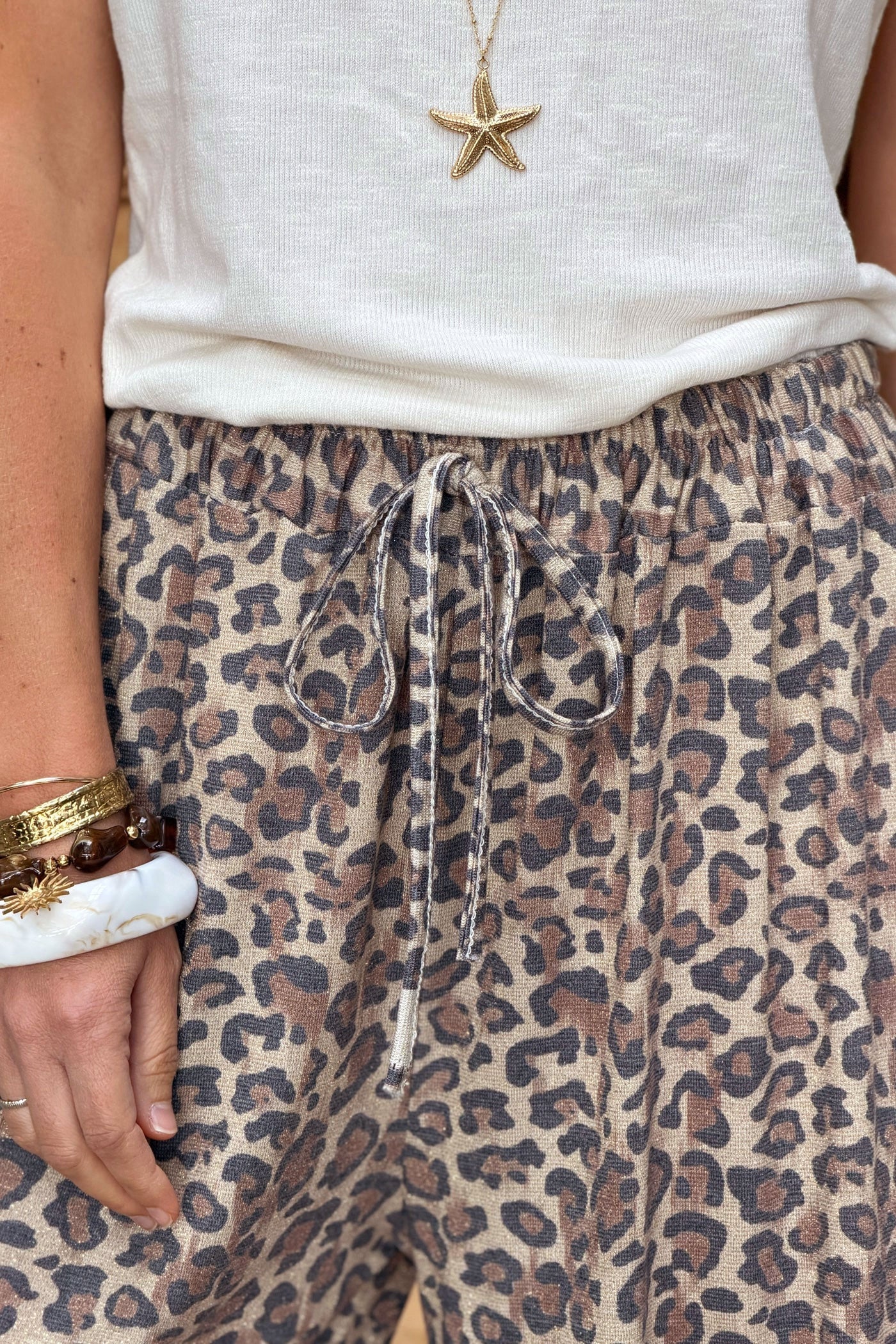 Leopard Print Knit Pull-On Pants
