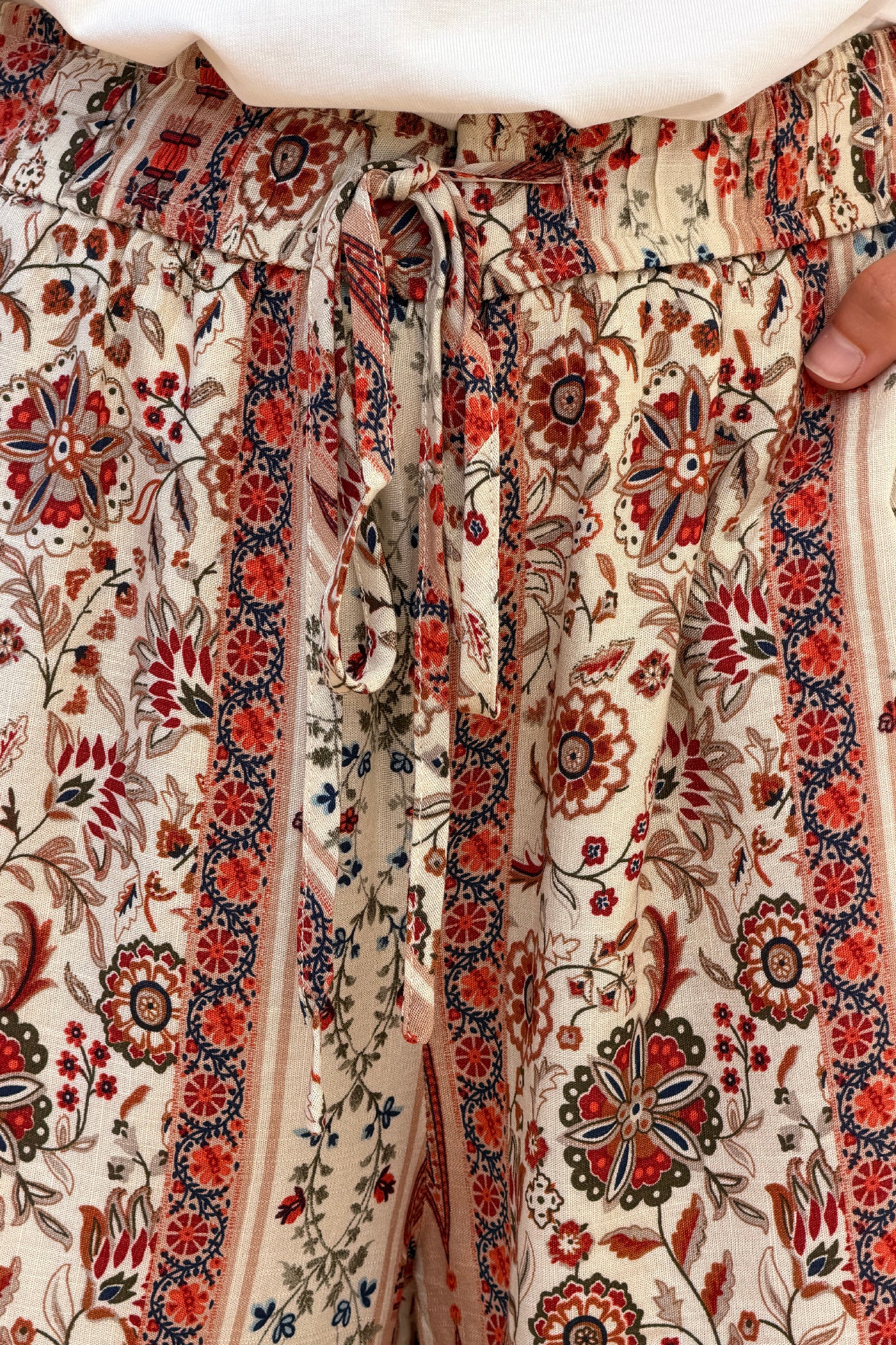 Merlot Floral Medallion Viscose Pull-On Pants