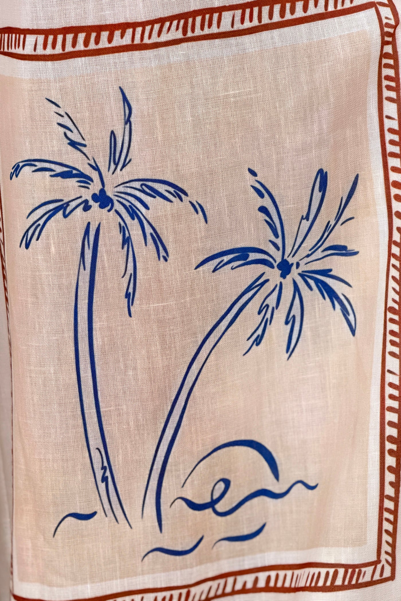 White Postcard Palms Abstract Pull-On Pants