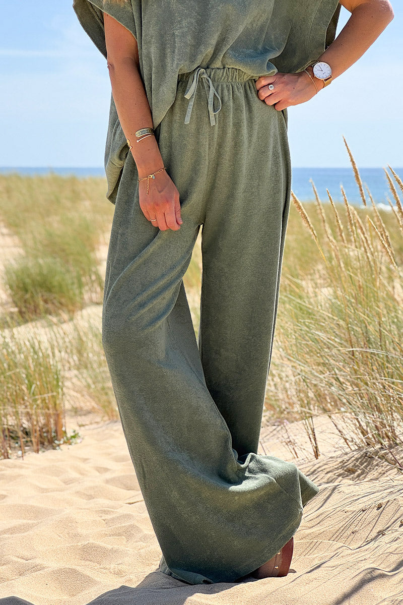 Light Olive Terry Cloth Pull-On Pants