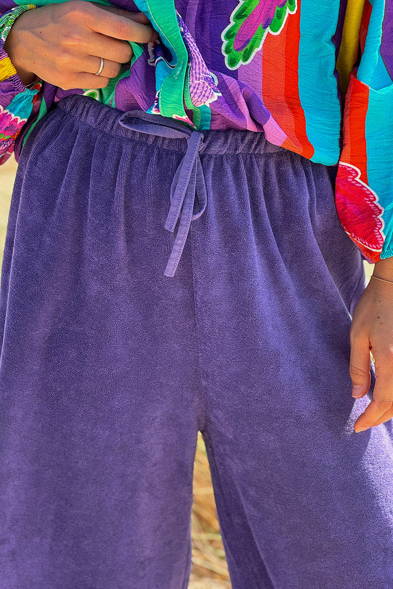 Purple Terry Cloth Pull-On Pants
