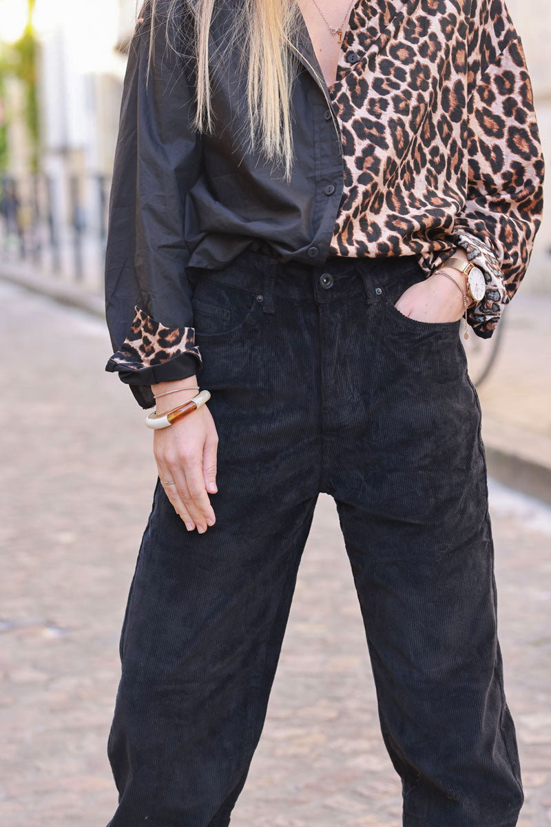 Pantalón pana recto negro