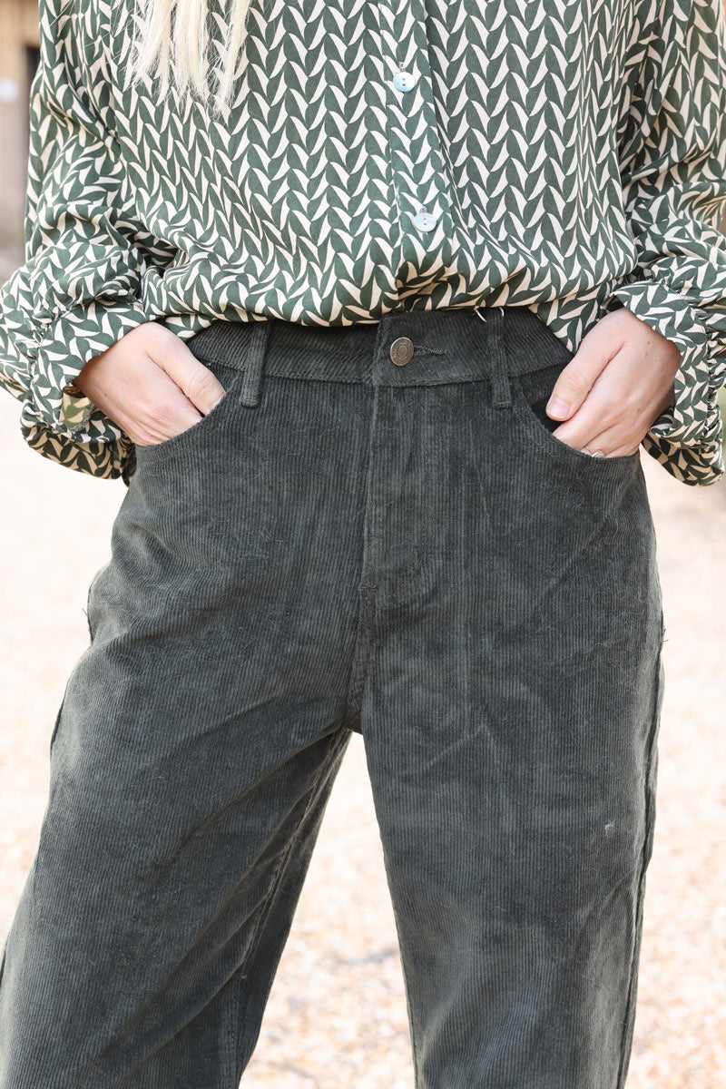 Pantalón recto de pana caqui