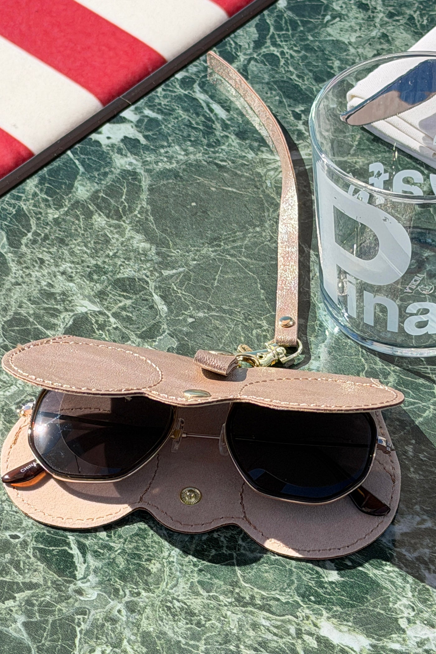 Gold Suedette Sunglasses Travel Case