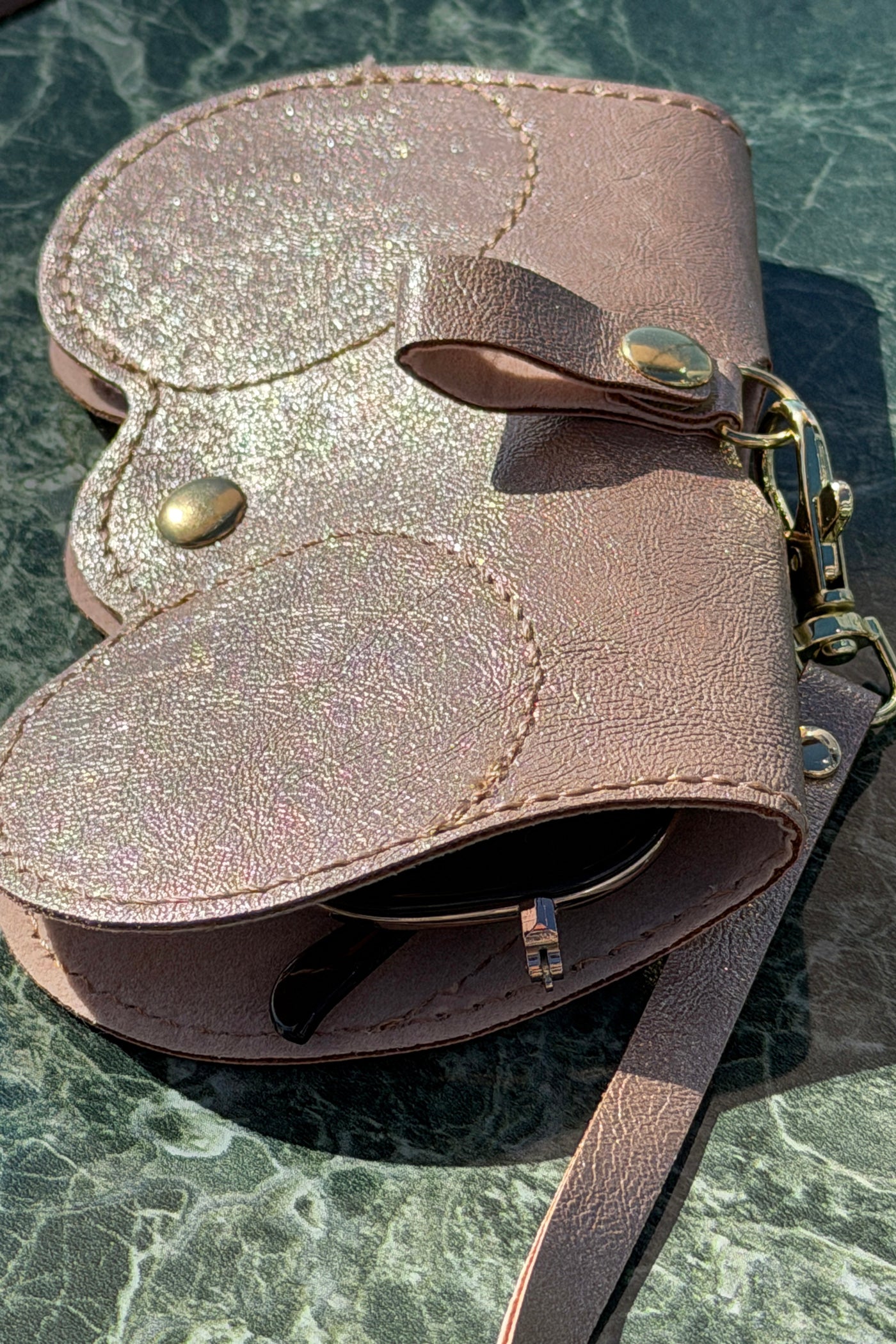 Gold Suedette Sunglasses Travel Case
